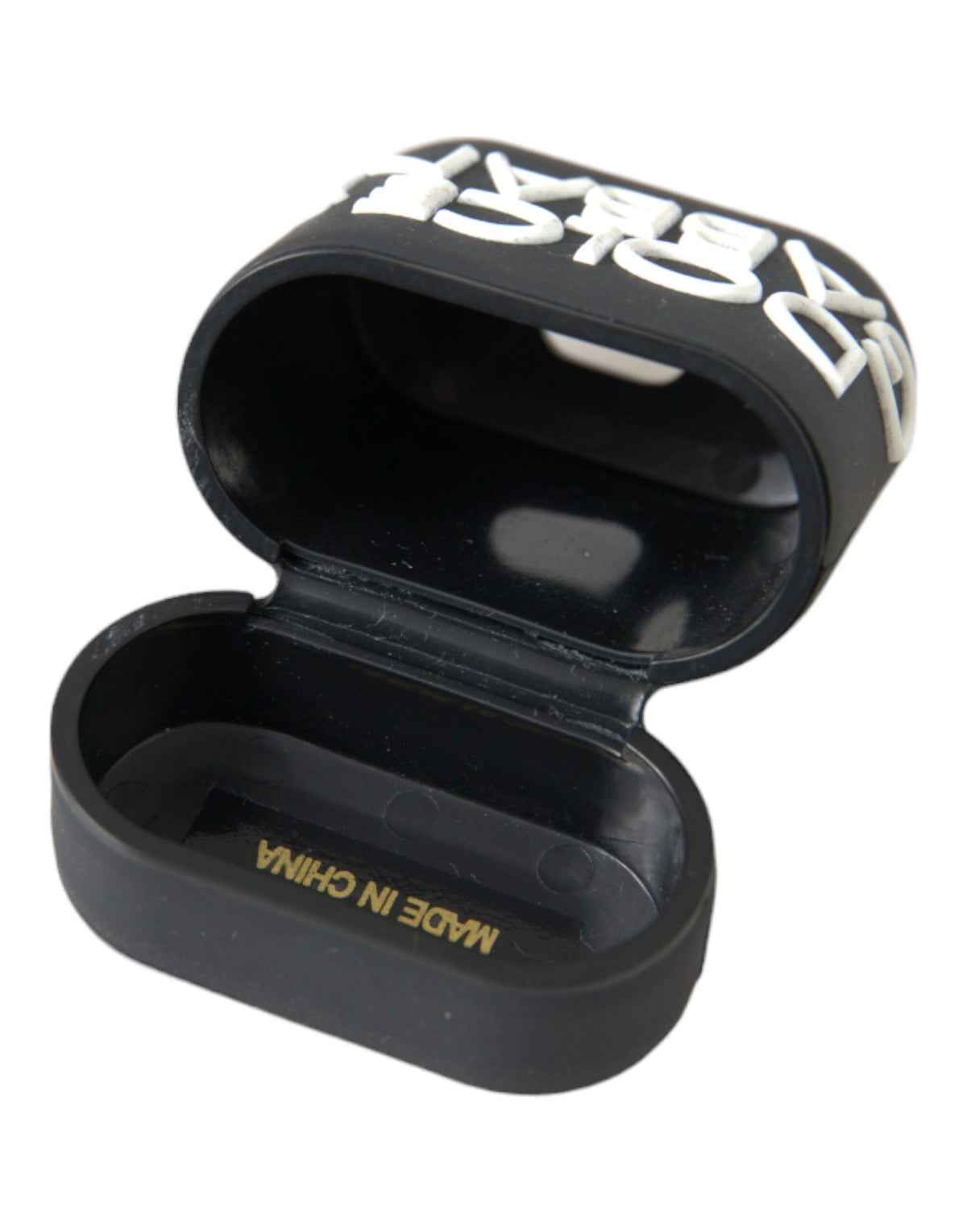 Dolce & Gabbana Black White Silicone Embossed Logo Airpods Women's Case