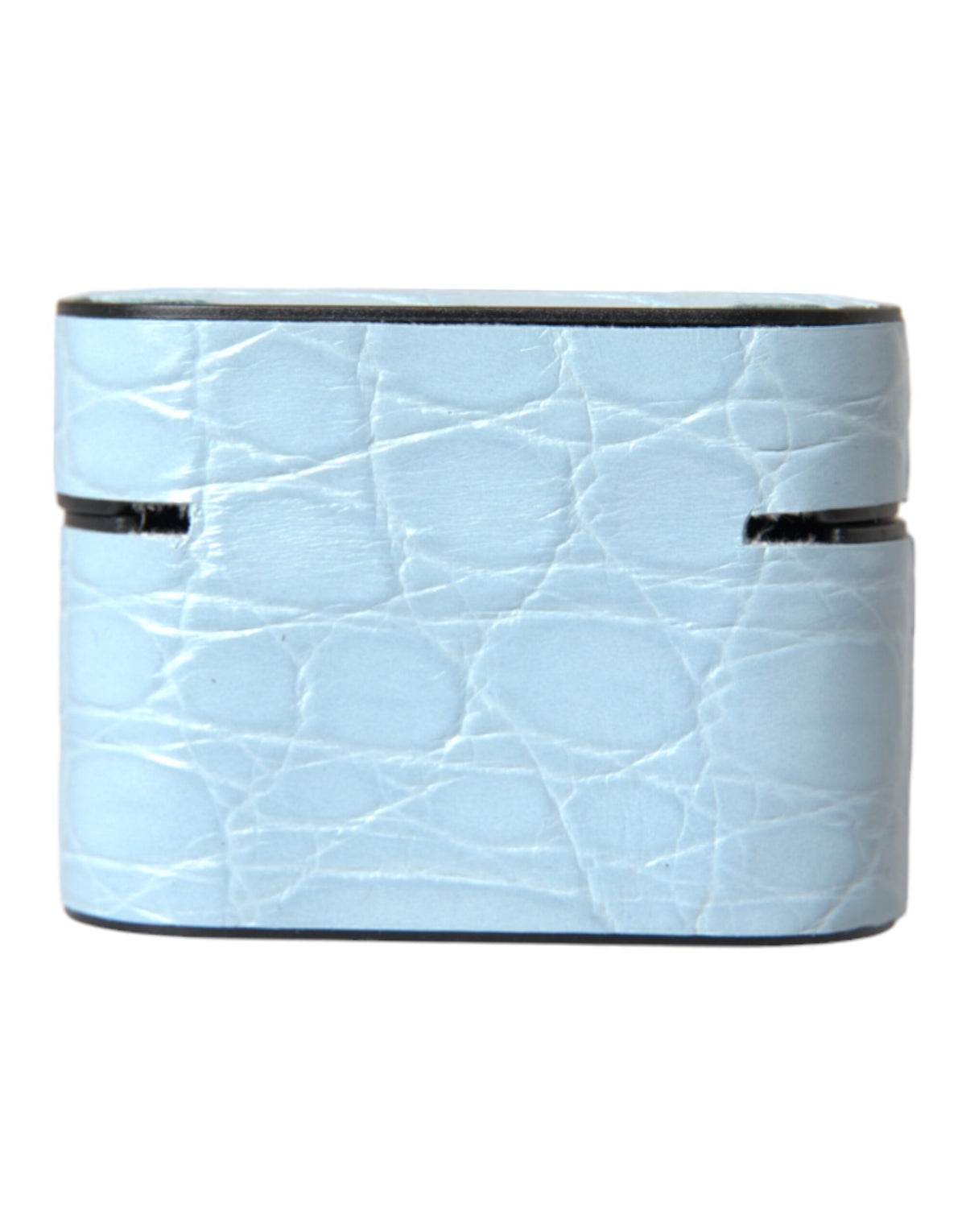 Dolce & Gabbana Light Blue Leather Metal Logo Plaque Airpods Women's Case