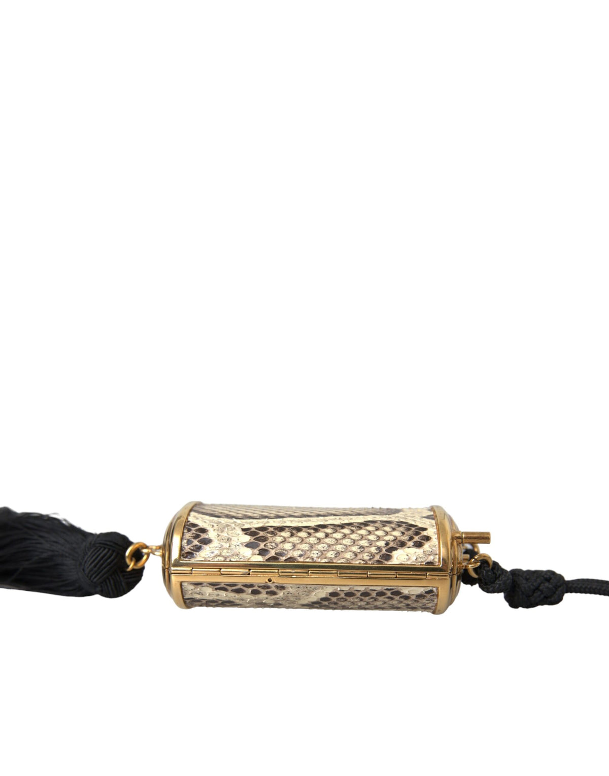 Dolce & Gabbana Beige Exotic Leather Mini Mirror Tassel Make Up Holder Women's Bag