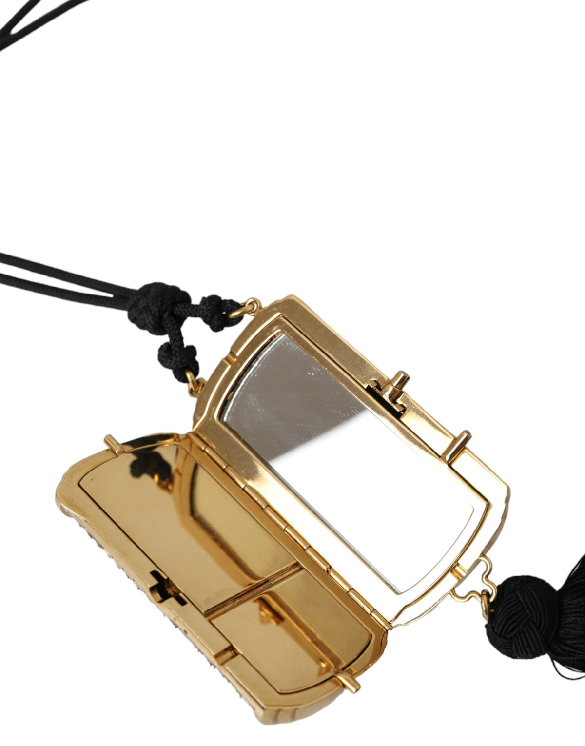Dolce & Gabbana Beige Exotic Leather Mini Mirror Tassel Make Up Holder Women's Bag