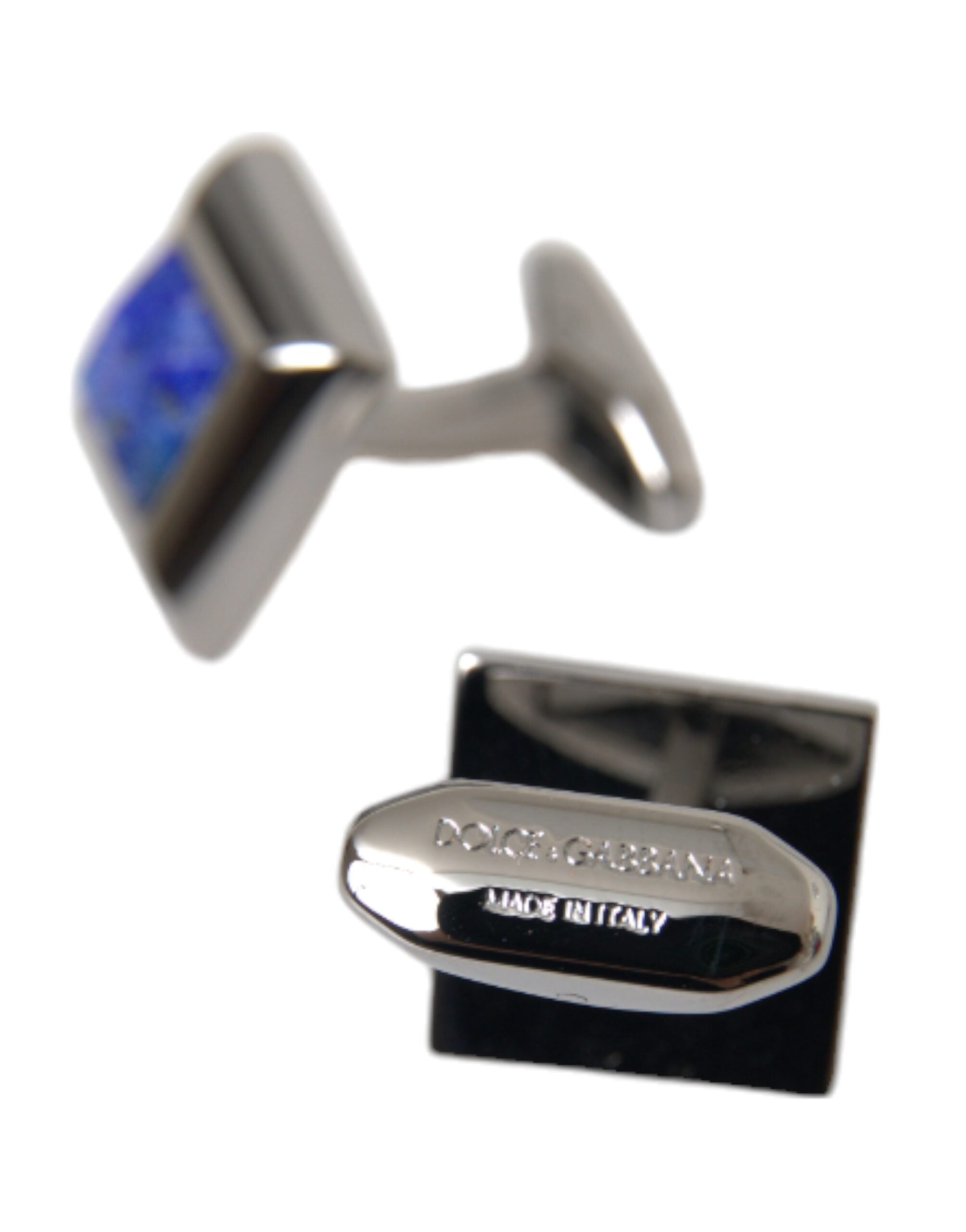 Dolce & Gabbana Silver Plated Brass Pin Crystal Men's Cufflinks