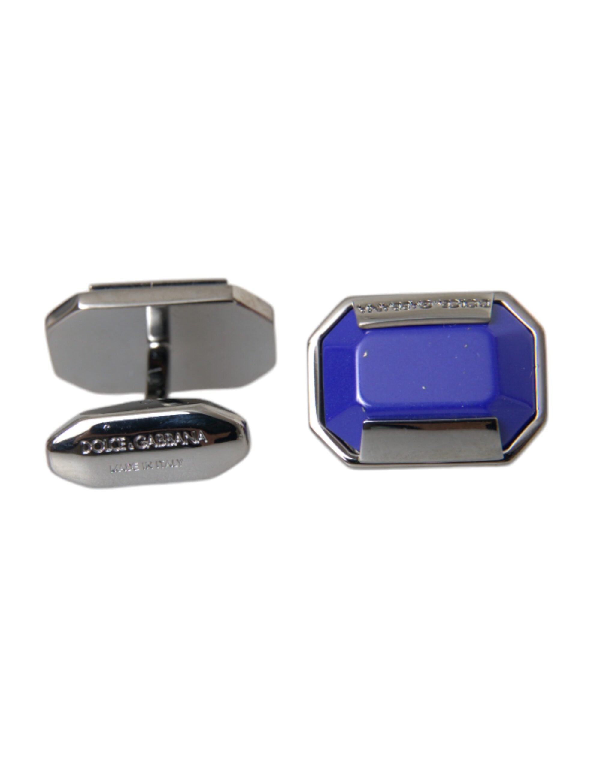 Dolce & Gabbana Silver Plated Brass Pin Crystal Men's Cufflinks
