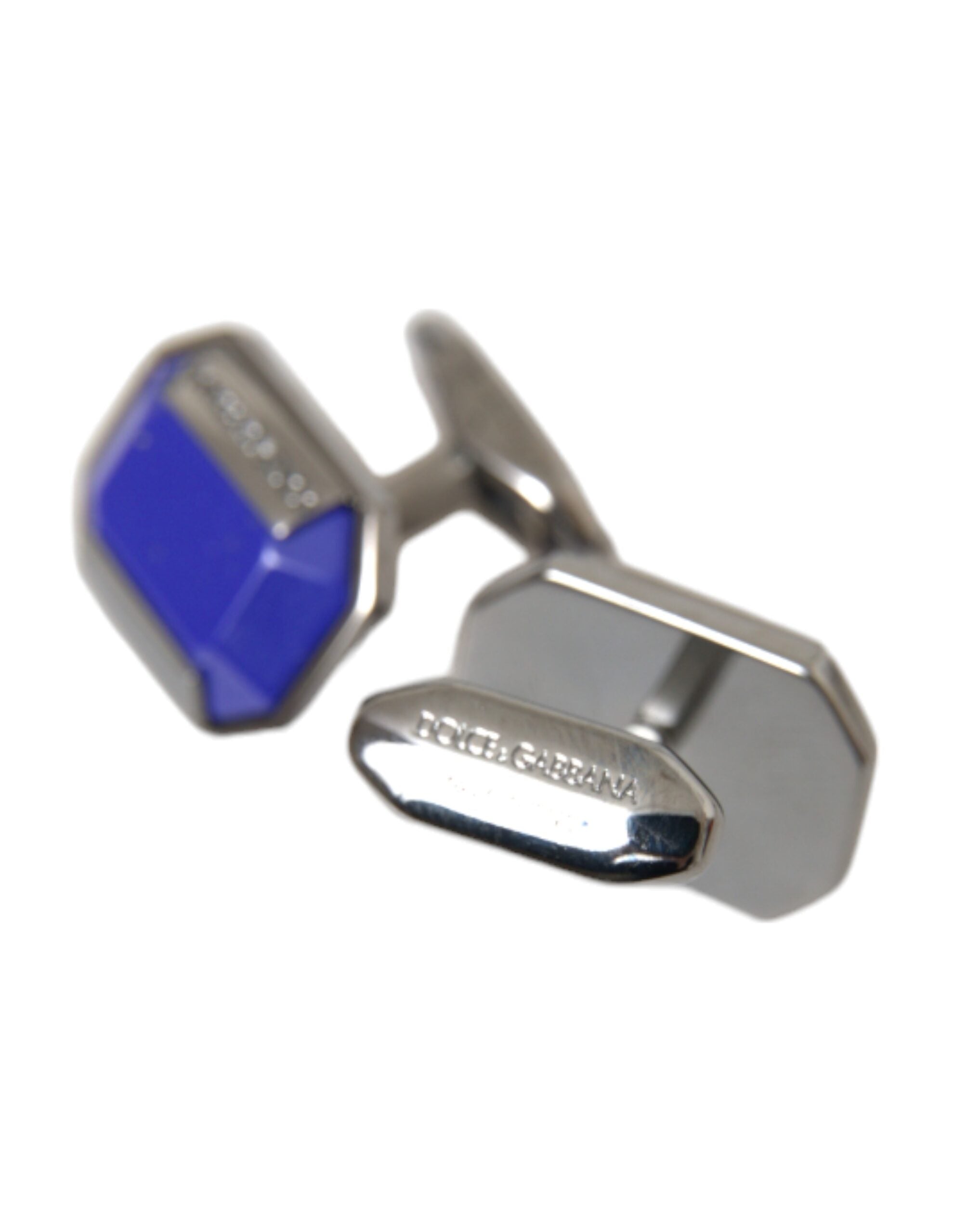 Dolce & Gabbana Silver Plated Brass Pin Crystal Men's Cufflinks