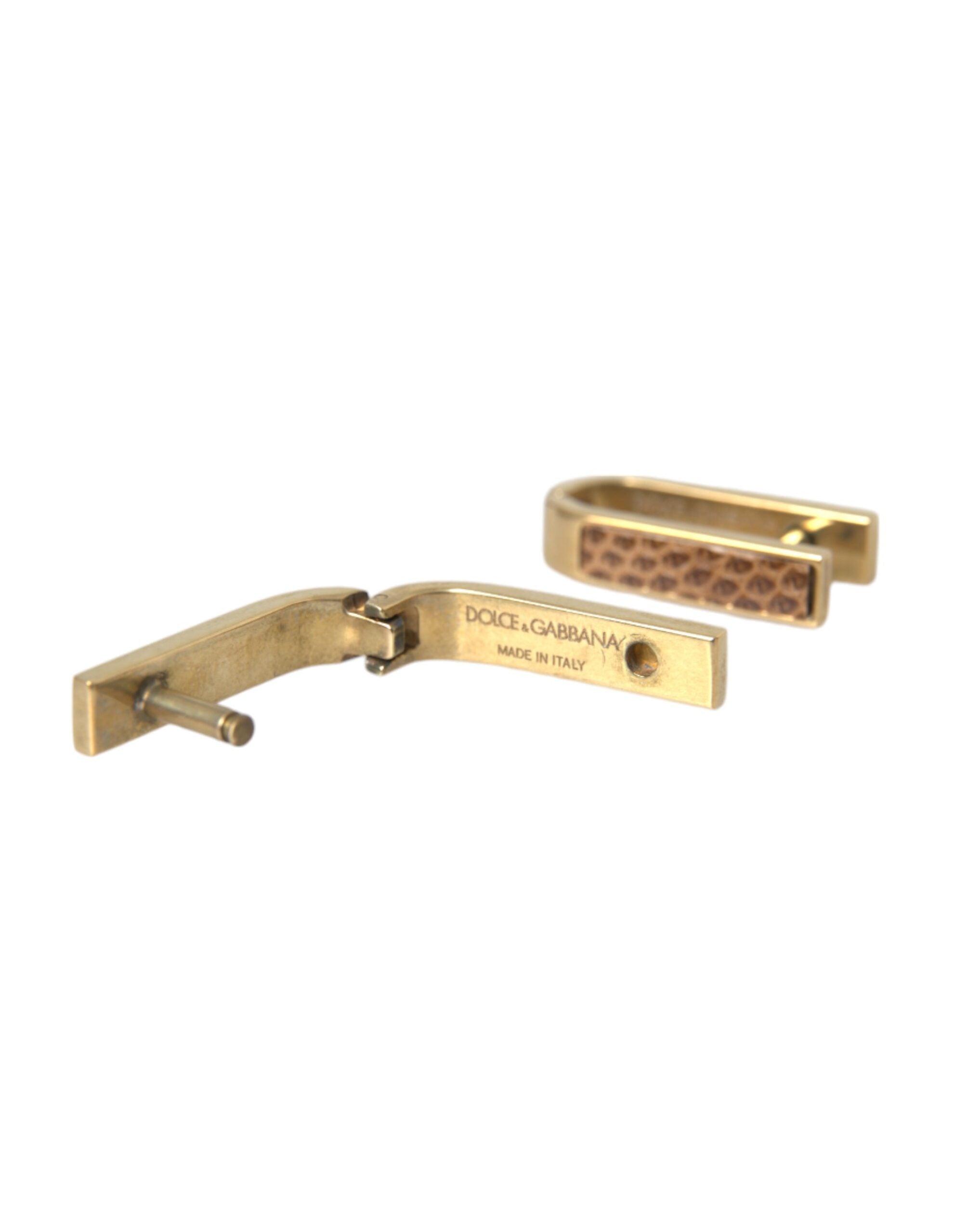 Dolce & Gabbana Gold Plated Metal Brass Pin Men Men's Cufflinks
