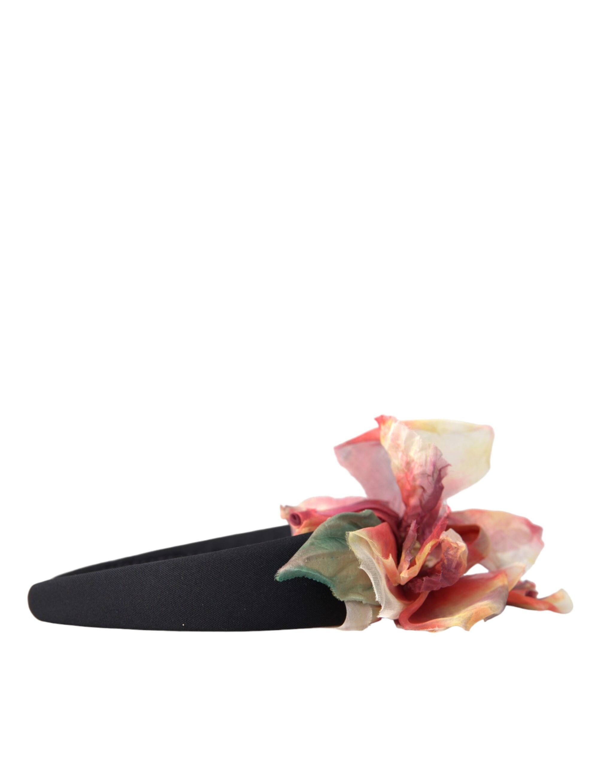 Dolce & Gabbana Rose Pink Silk Floral Black Tiara Women Hairband Women's Diadem