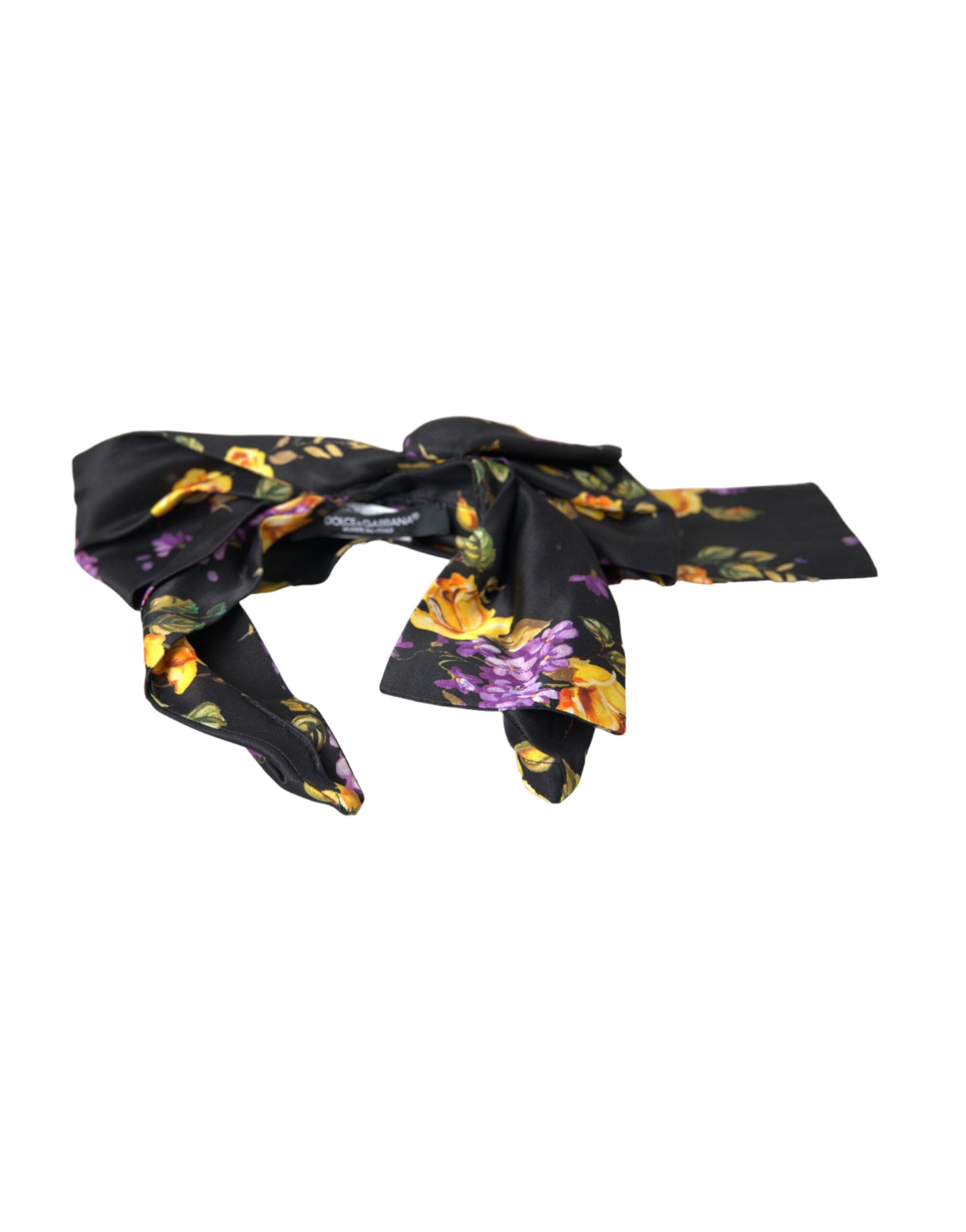 Dolce & Gabbana Black Floral Applique Silk Women Headband Women's Diadem