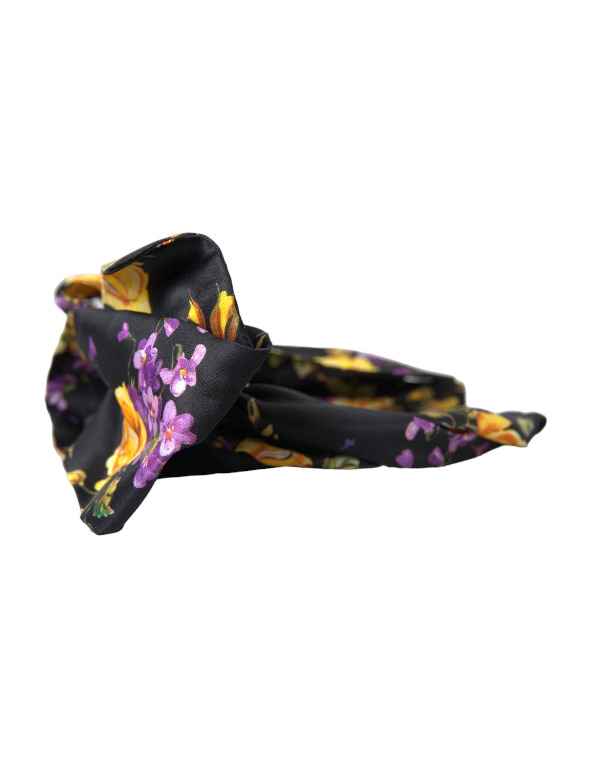 Dolce & Gabbana Black Floral Applique Silk Women Headband Women's Diadem