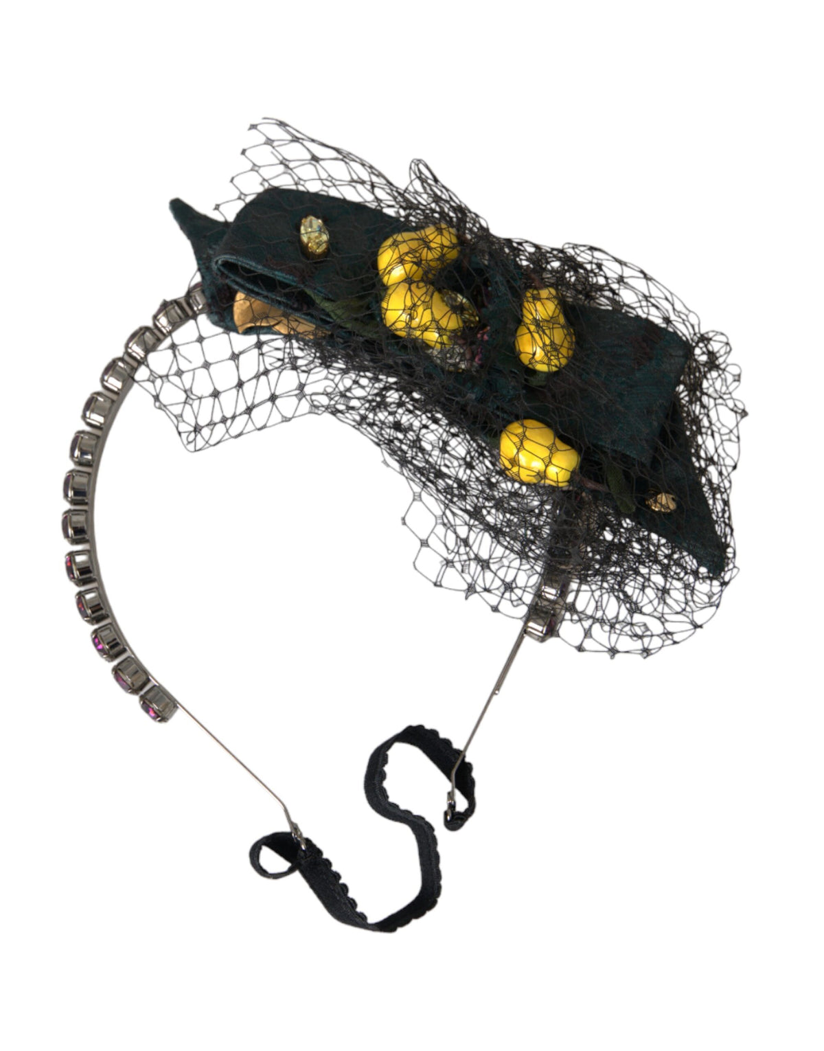 Dolce & Gabbana Black Lemons Sicily Purple Crystal Net Headband Women's Diadem