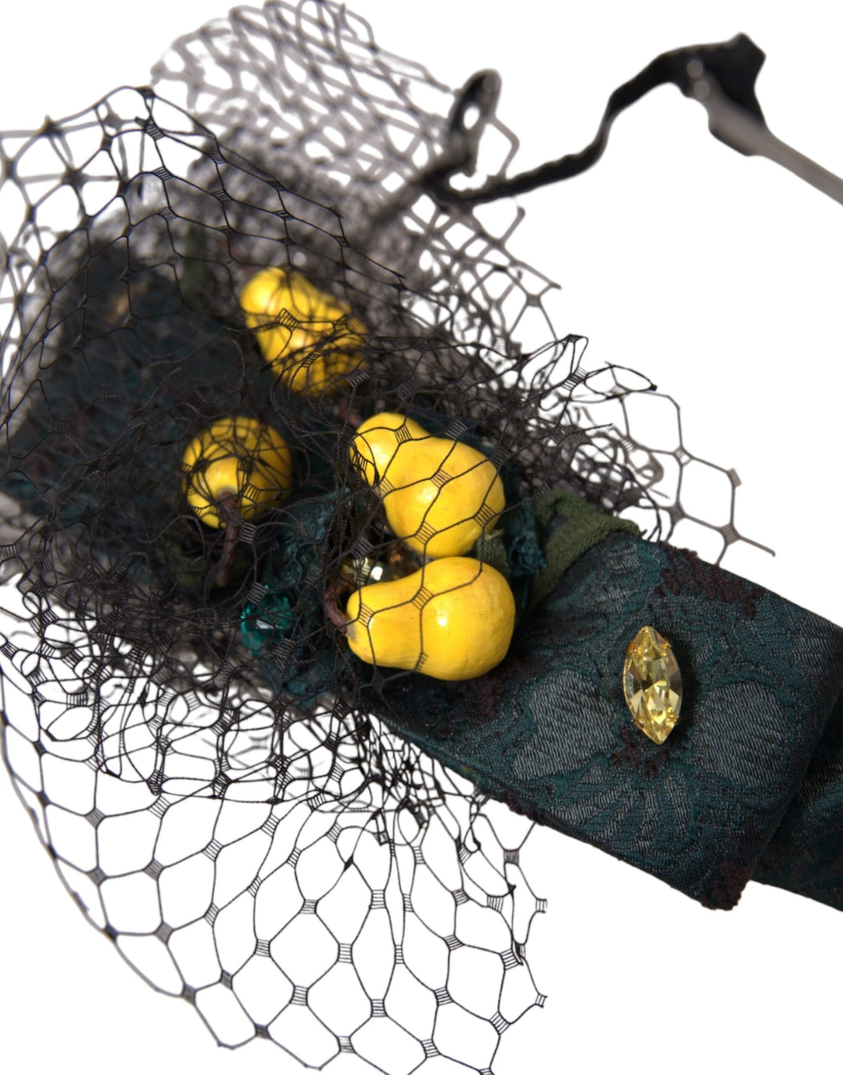 Dolce & Gabbana Black Lemons Sicily Purple Crystal Net Headband Women's Diadem