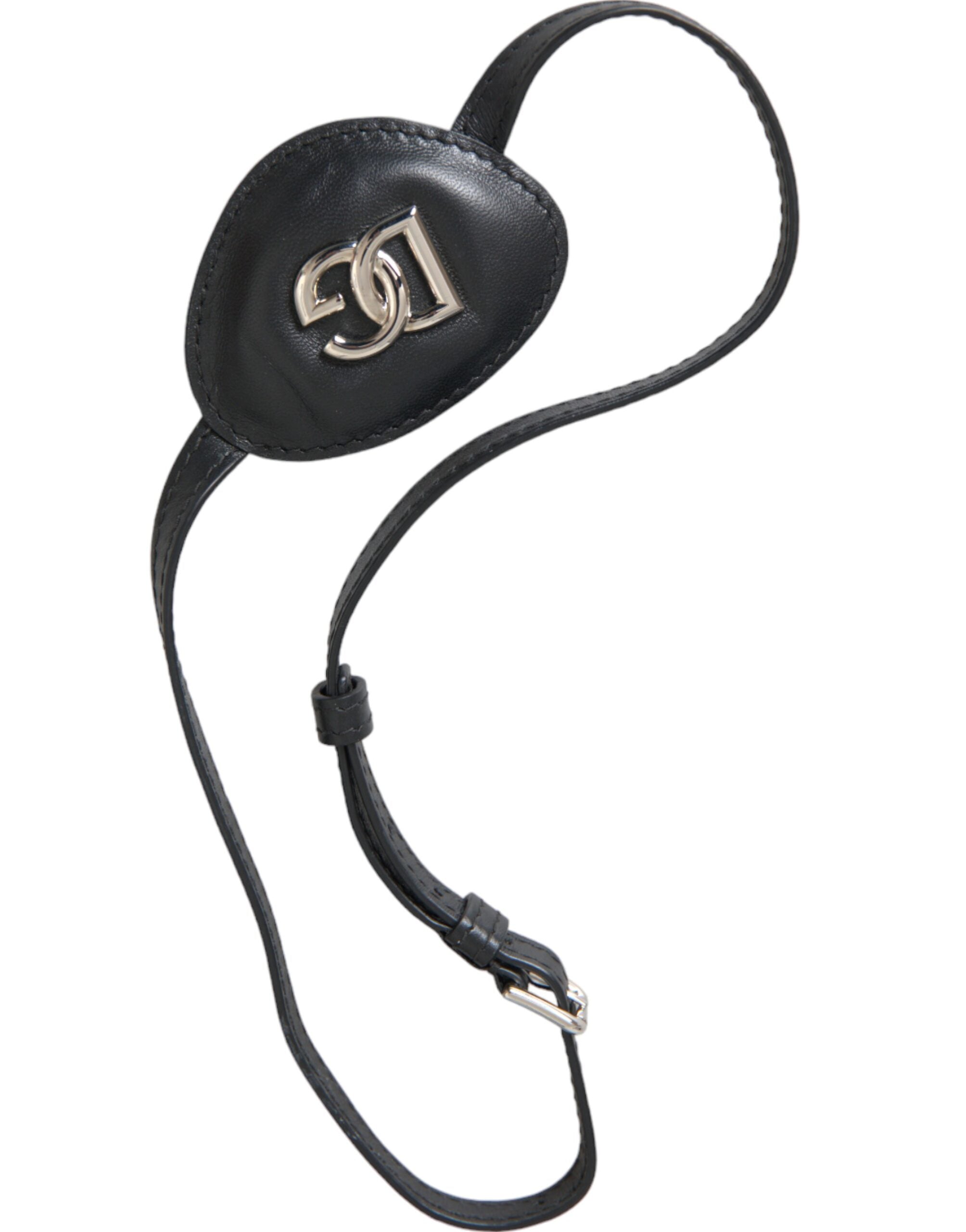 Dolce & Gabbana Black Calfskin Leather Metal DG Logo Eye Women's Patch
