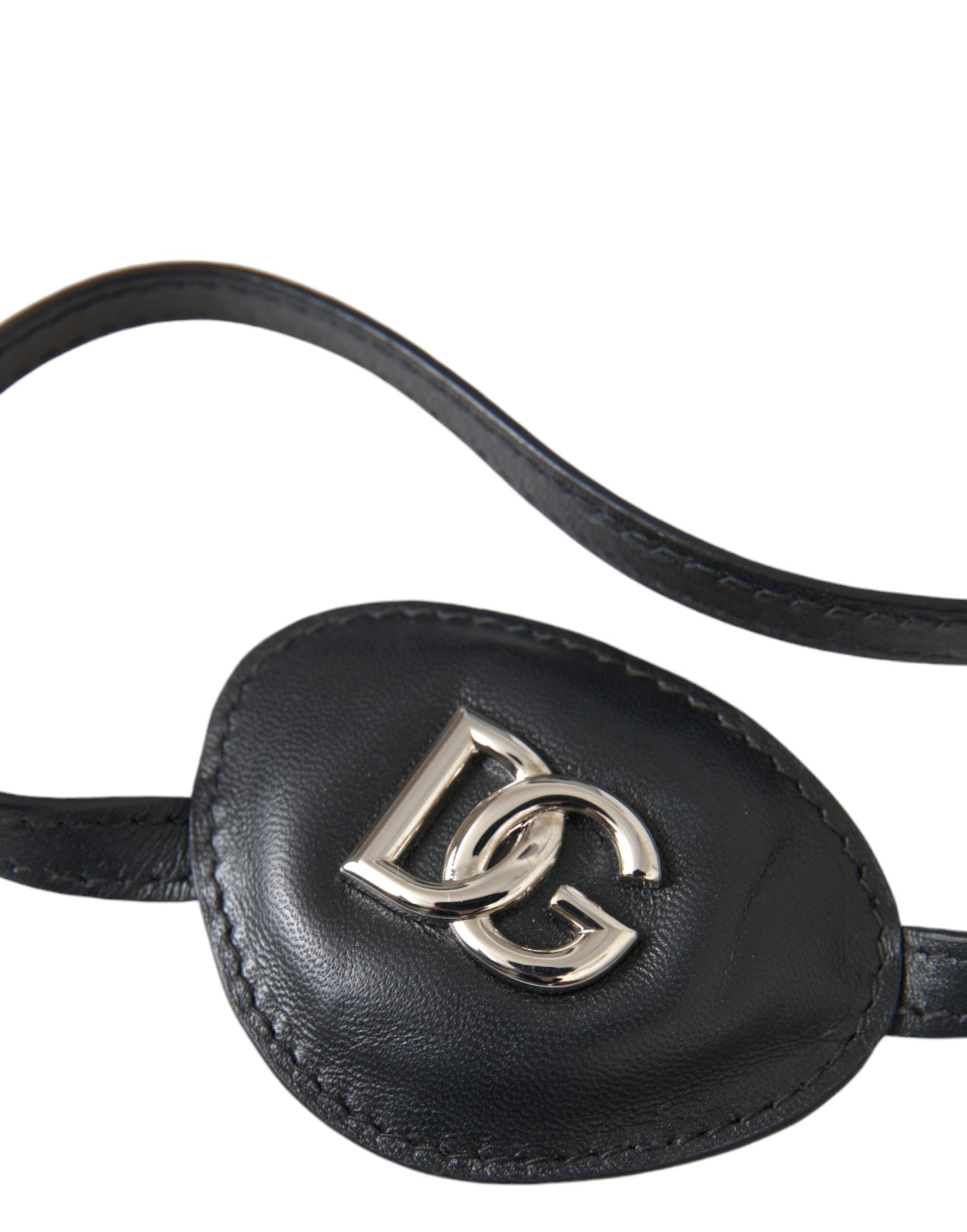 Dolce & Gabbana Black Calfskin Leather Metal DG Logo Eye Women's Patch