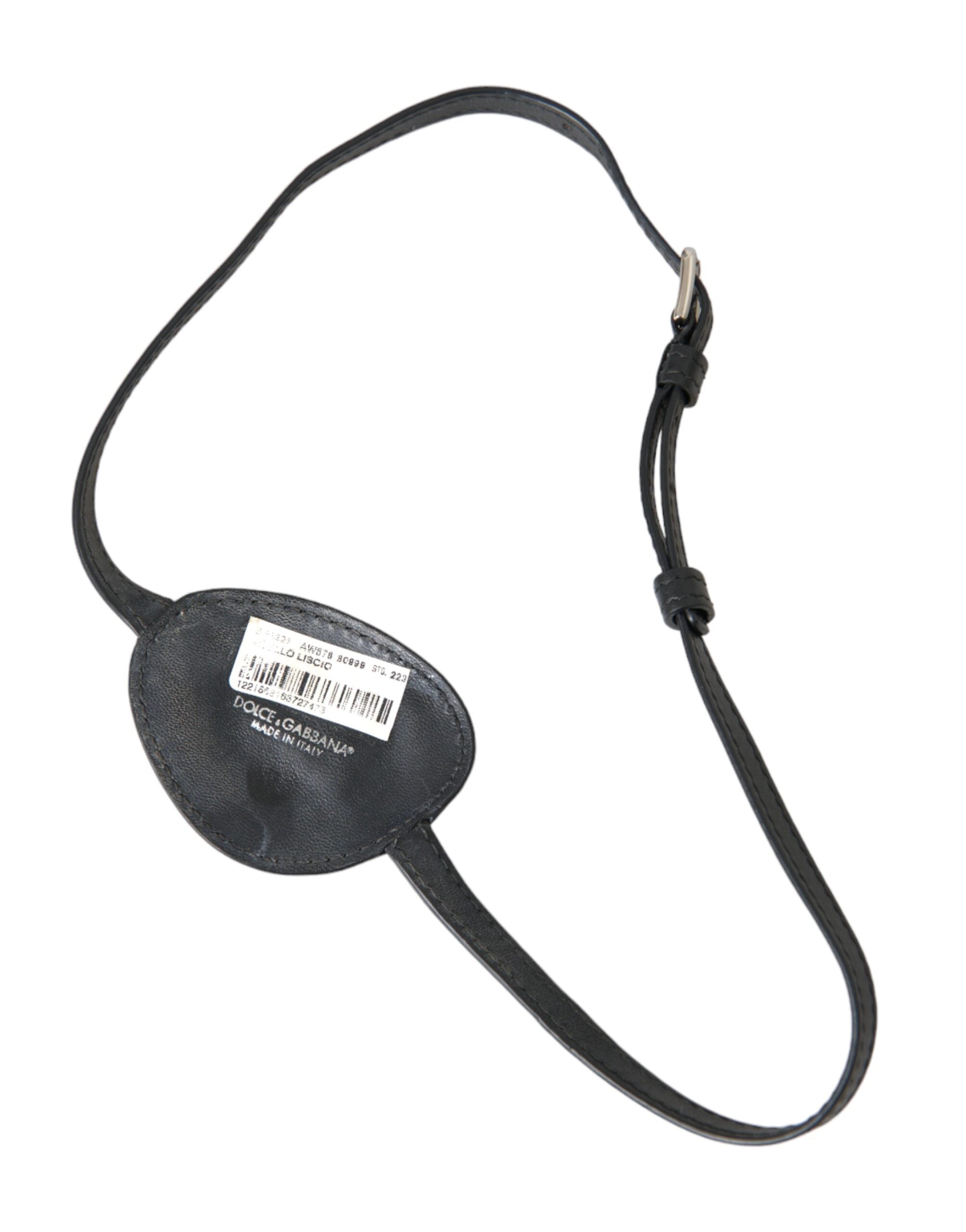 Dolce & Gabbana Black Calfskin Leather Metal DG Logo Eye Women's Patch