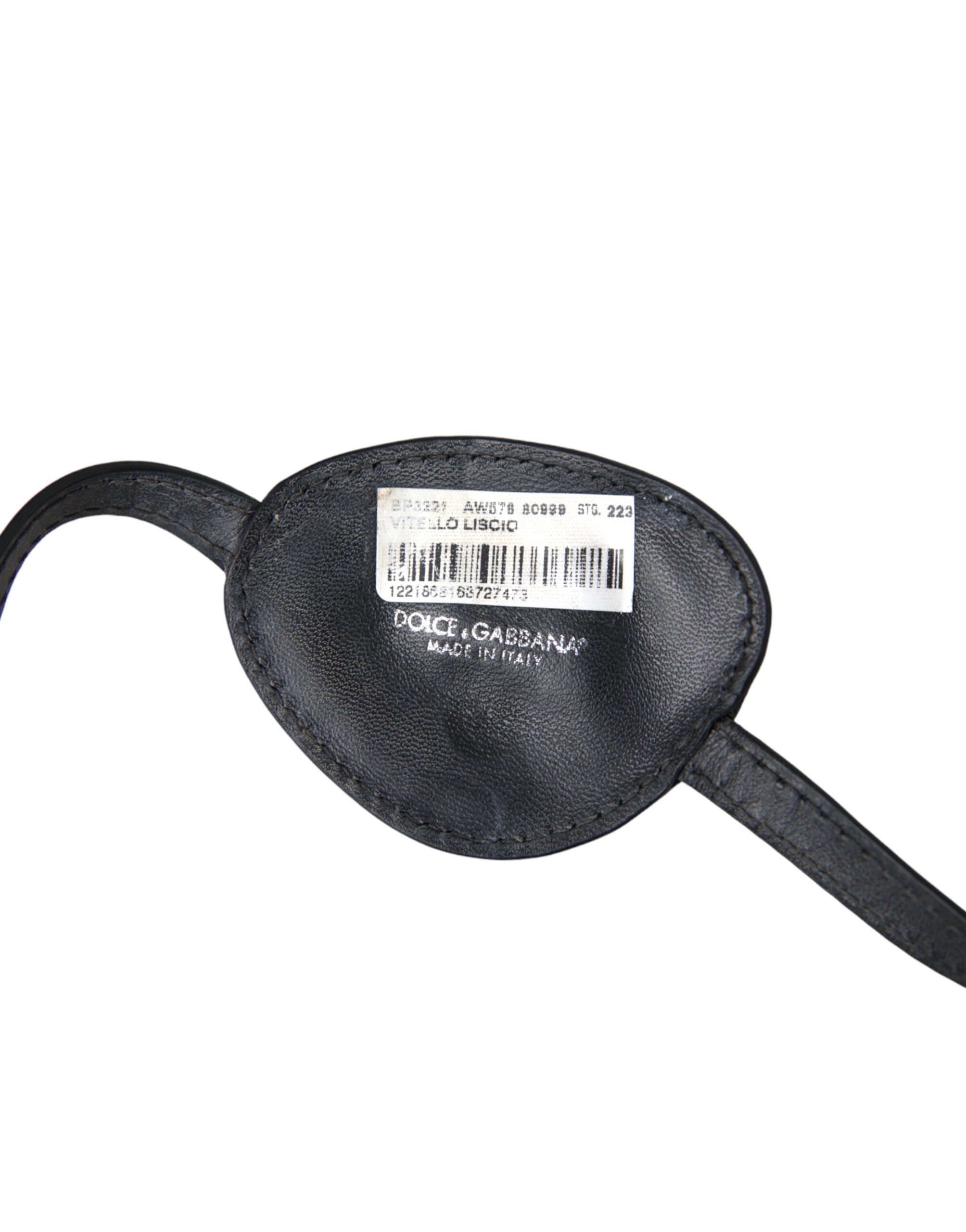 Dolce & Gabbana Black Calfskin Leather Metal DG Logo Eye Women's Patch