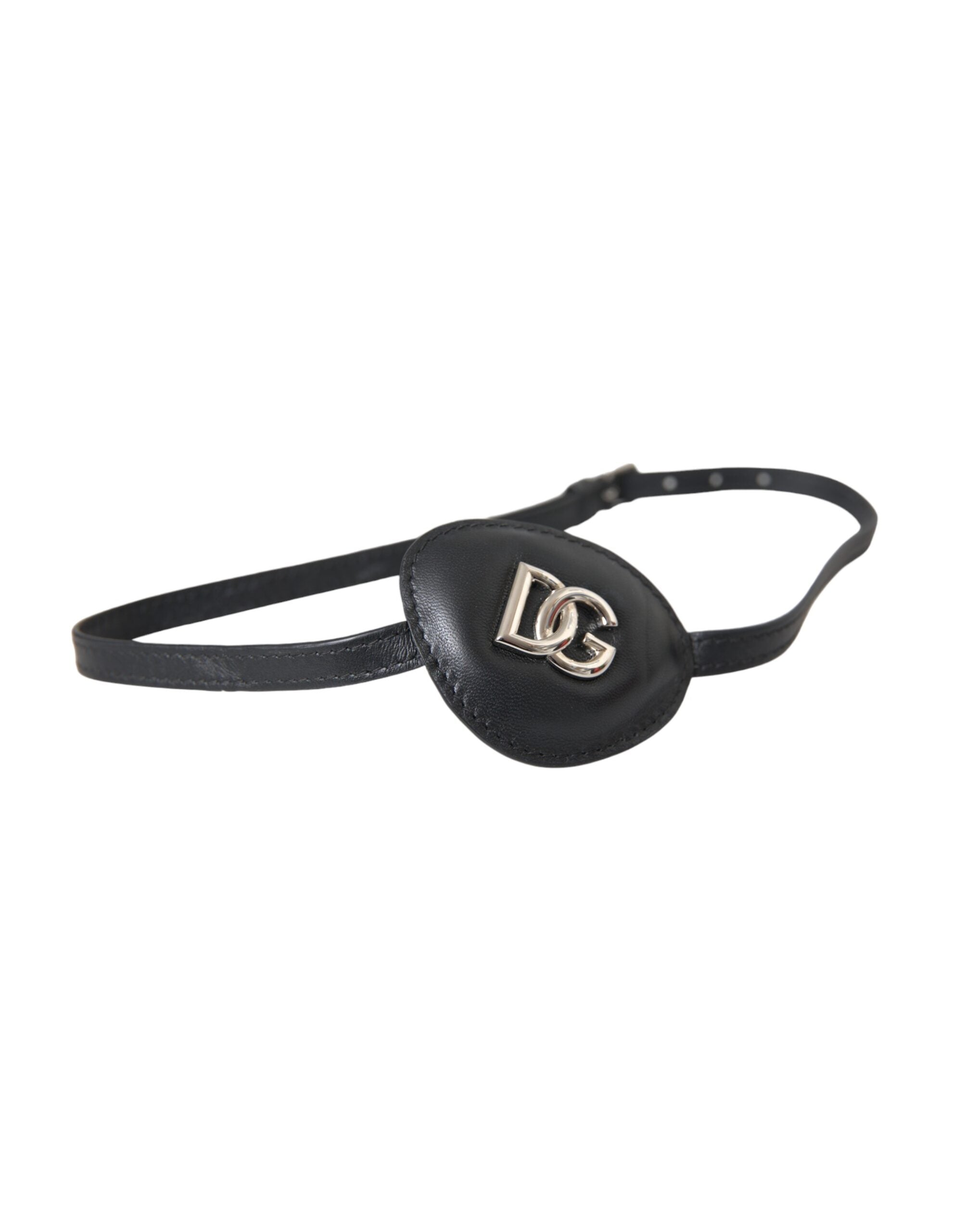 Dolce & Gabbana Black Calfskin Leather Metal DG Logo Eye Women's Patch