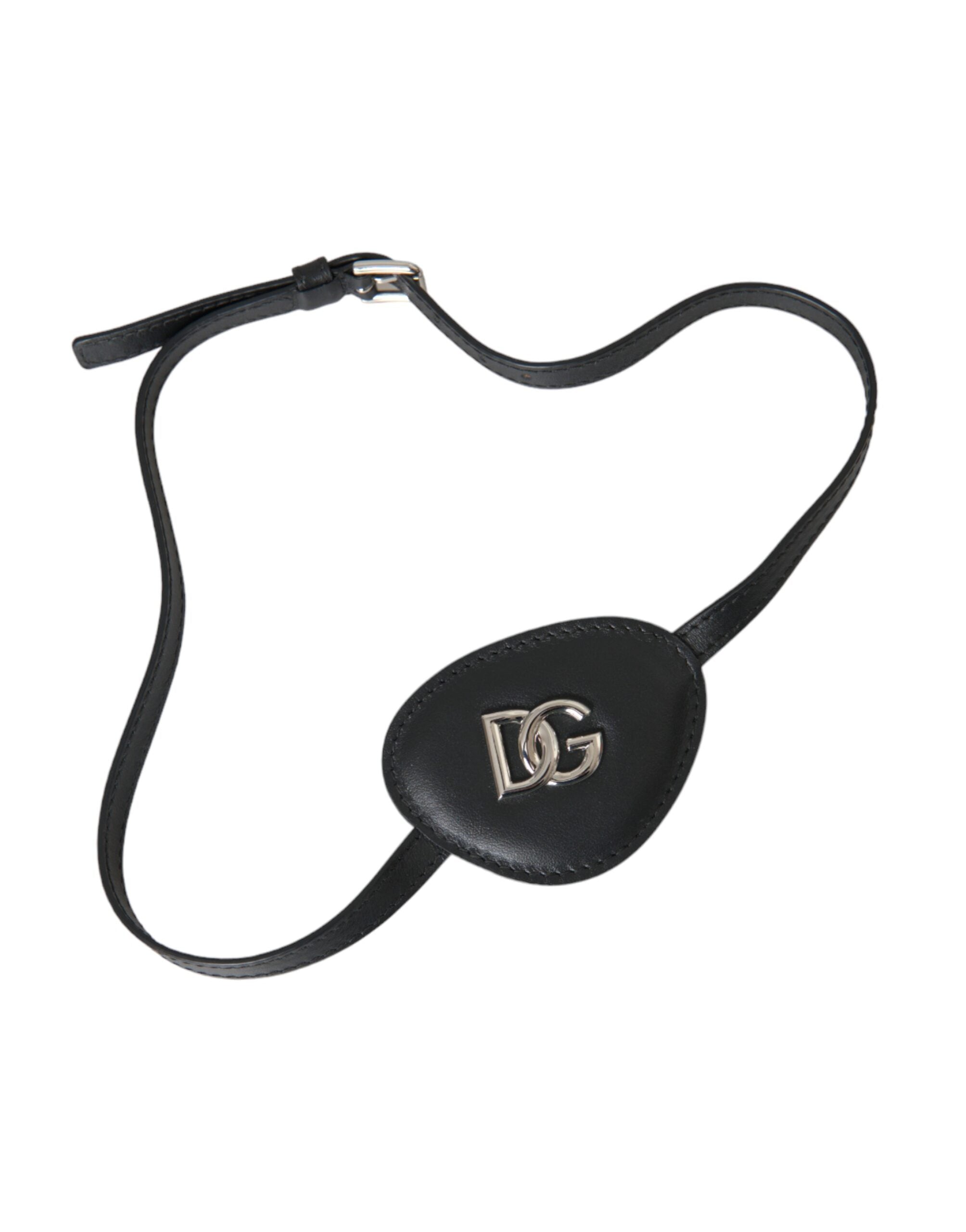 Dolce & Gabbana Black Calfskin Leather Metal DG Logo Eye Women's Patch