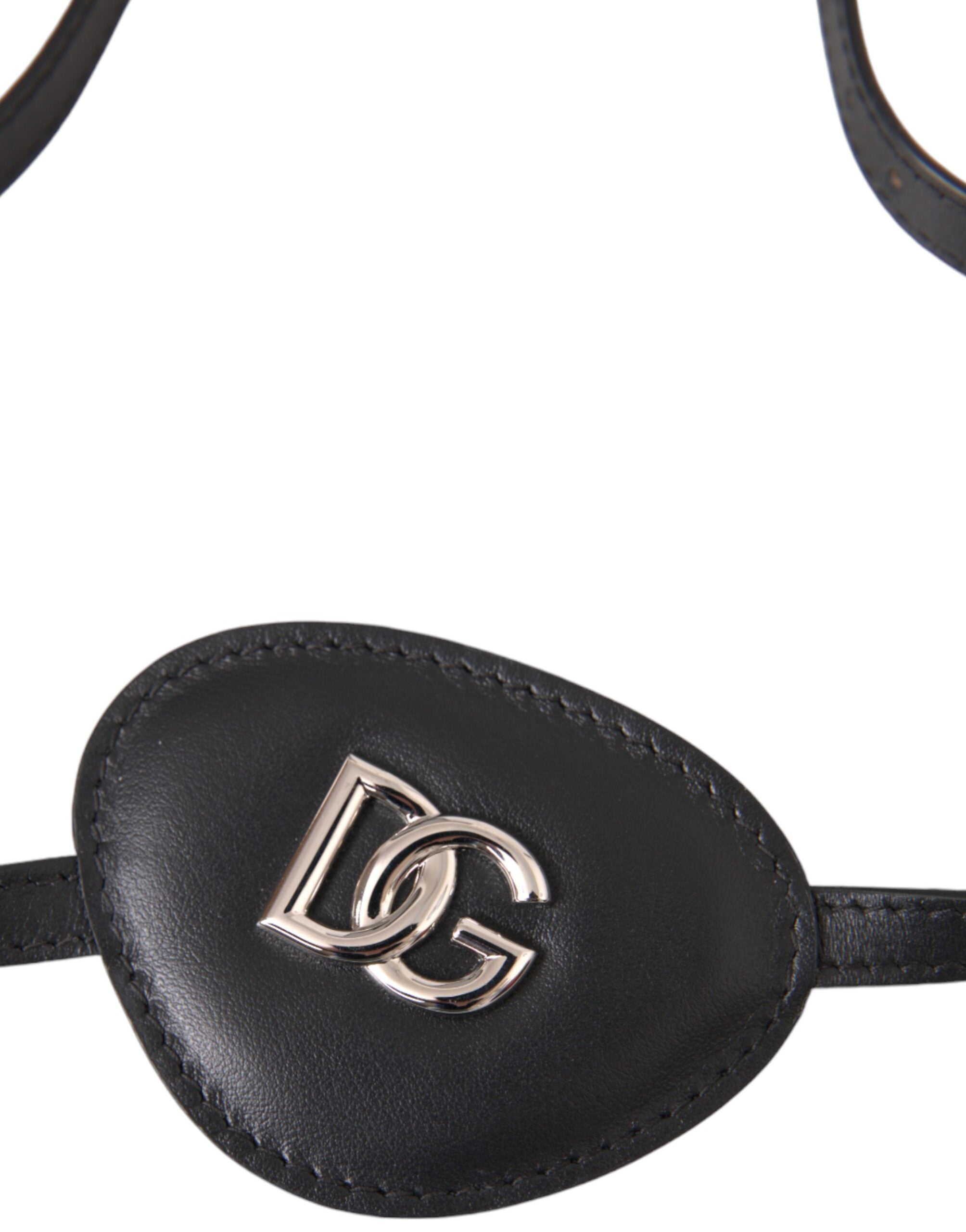 Dolce & Gabbana Black Calfskin Leather Metal DG Logo Eye Women's Patch