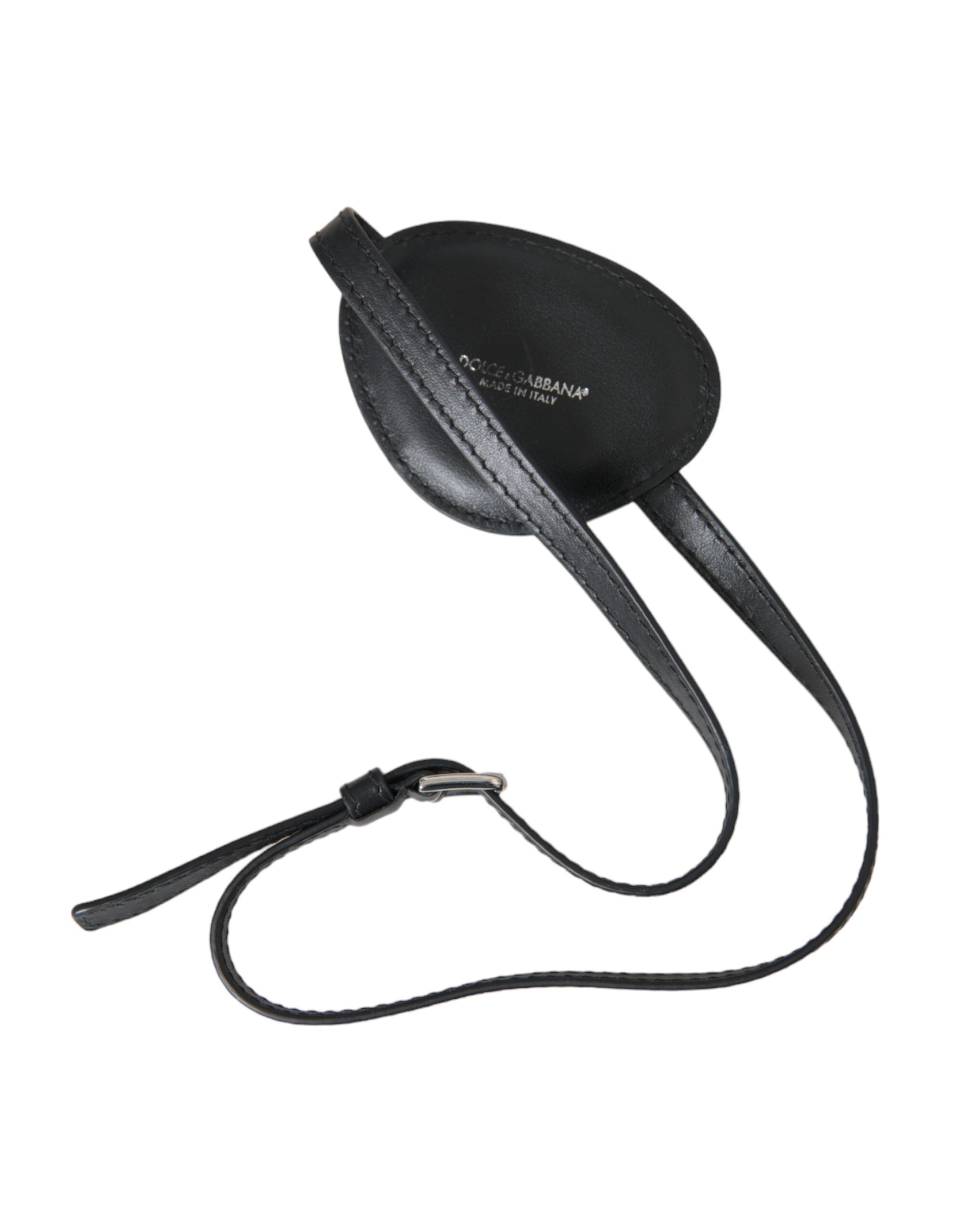 Dolce & Gabbana Black Calfskin Leather Metal DG Logo Eye Women's Patch