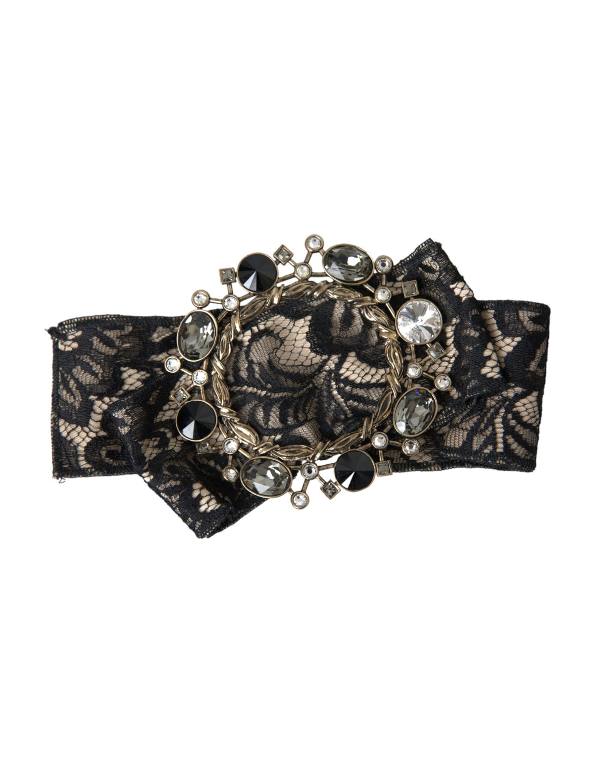 Dolce & Gabbana Black Lace Crystal Handmade Brooch Hair Women's Pin