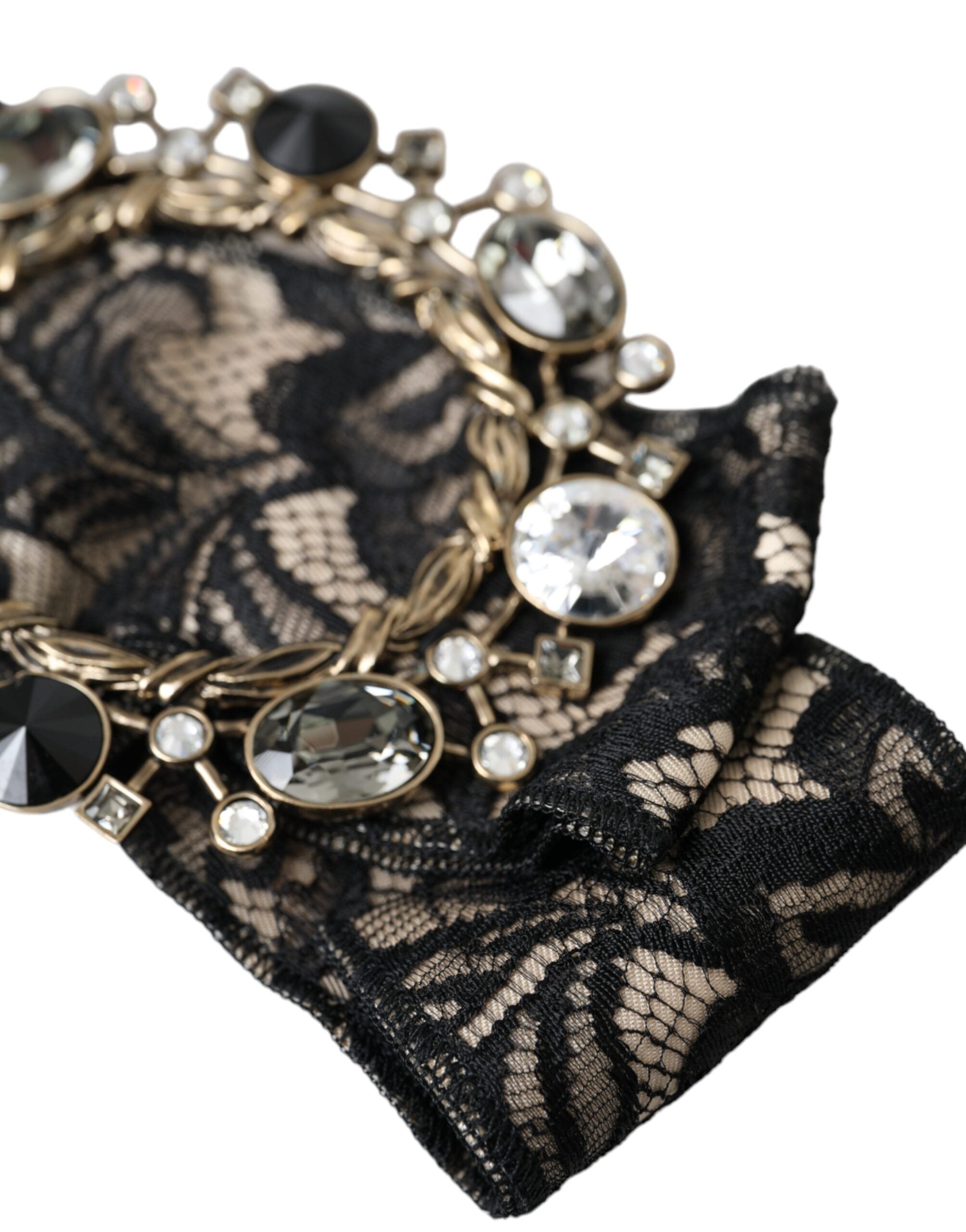 Dolce & Gabbana Black Lace Crystal Handmade Brooch Hair Women's Pin