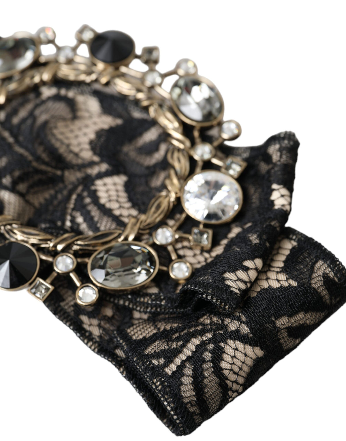 Dolce & Gabbana Black Lace Crystal Handmade Brooch Hair Women's Pin