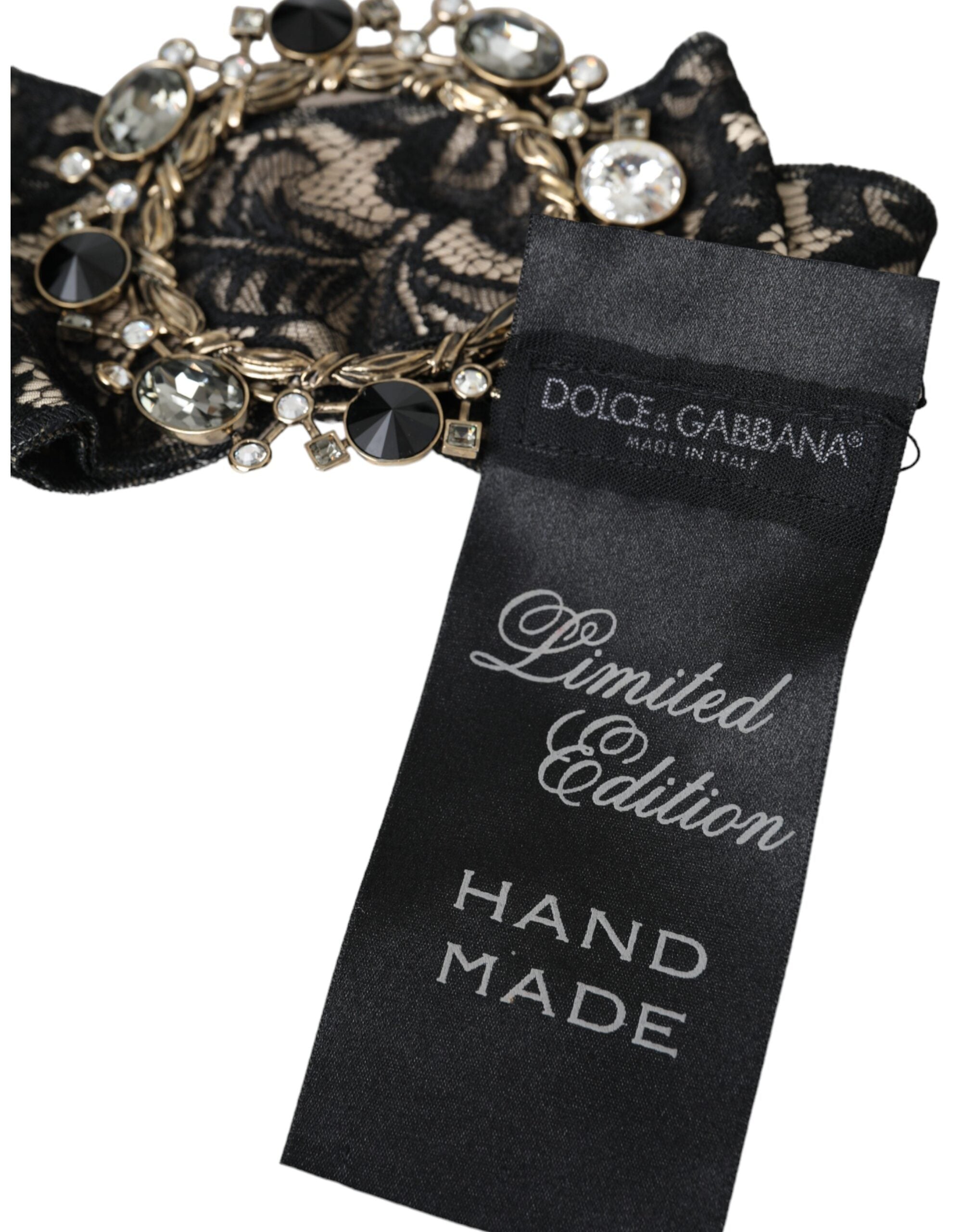 Dolce & Gabbana Black Lace Crystal Handmade Brooch Hair Women's Pin