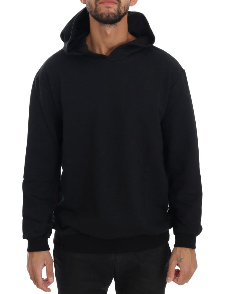Daniele Alessandrini Black Gym Casual Hooded Cotton Men's Sweater