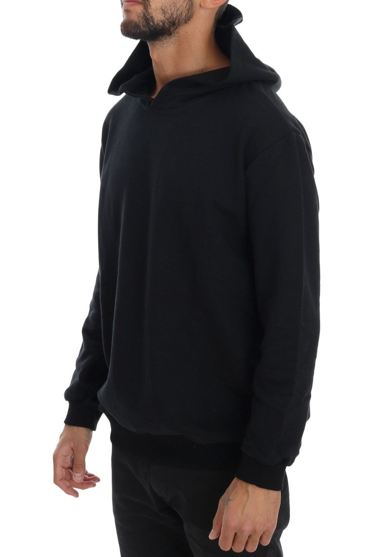 Daniele Alessandrini Black Gym Casual Hooded Cotton Men's Sweater