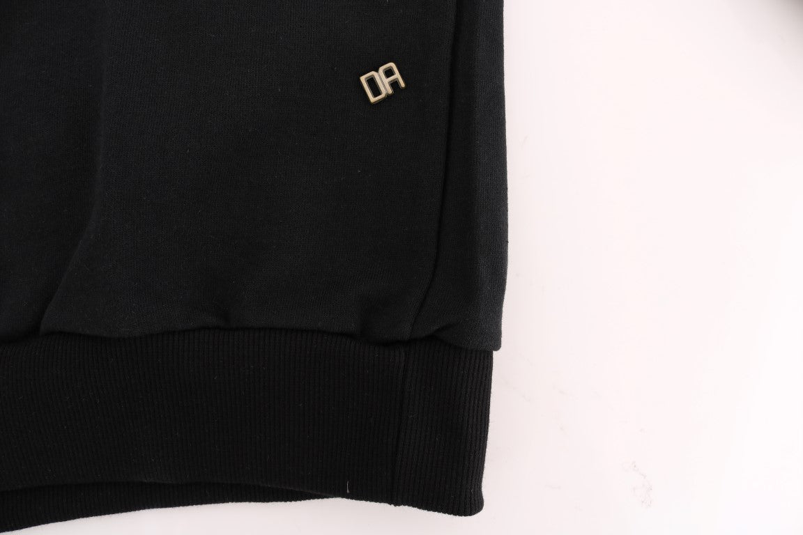 Daniele Alessandrini Black Gym Casual Hooded Cotton Men's Sweater