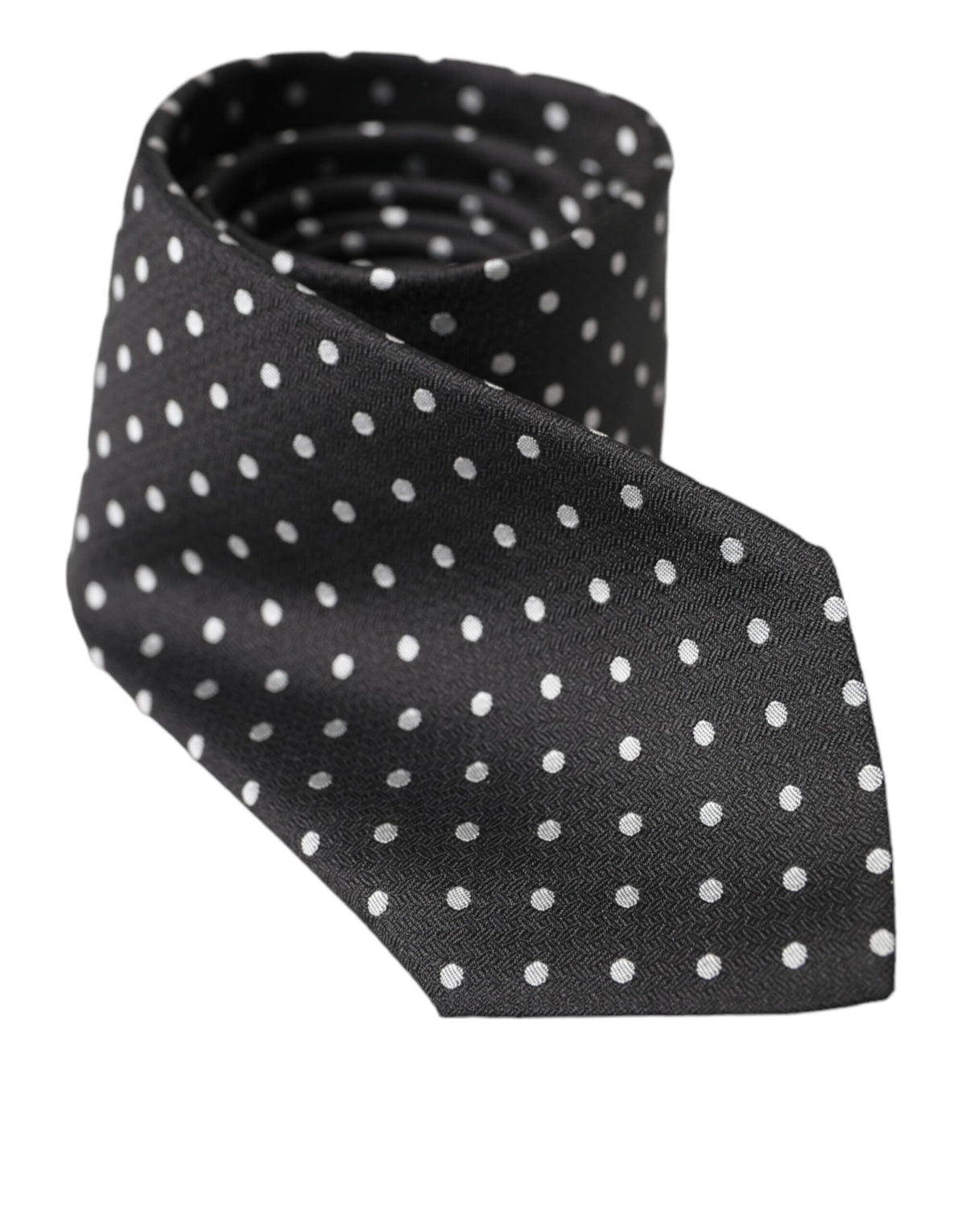 Dolce & Gabbana Dark Gray White Polka Dots 100% Silk Necktie Face Men's Mask