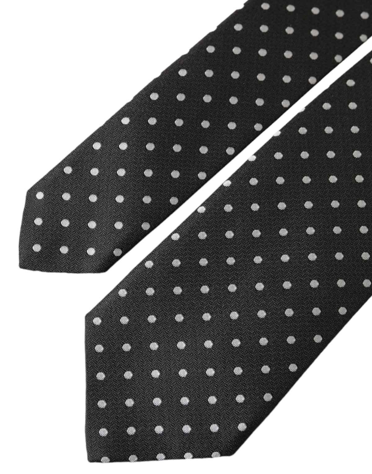 Dolce & Gabbana Dark Gray White Polka Dots 100% Silk Necktie Face Men's Mask