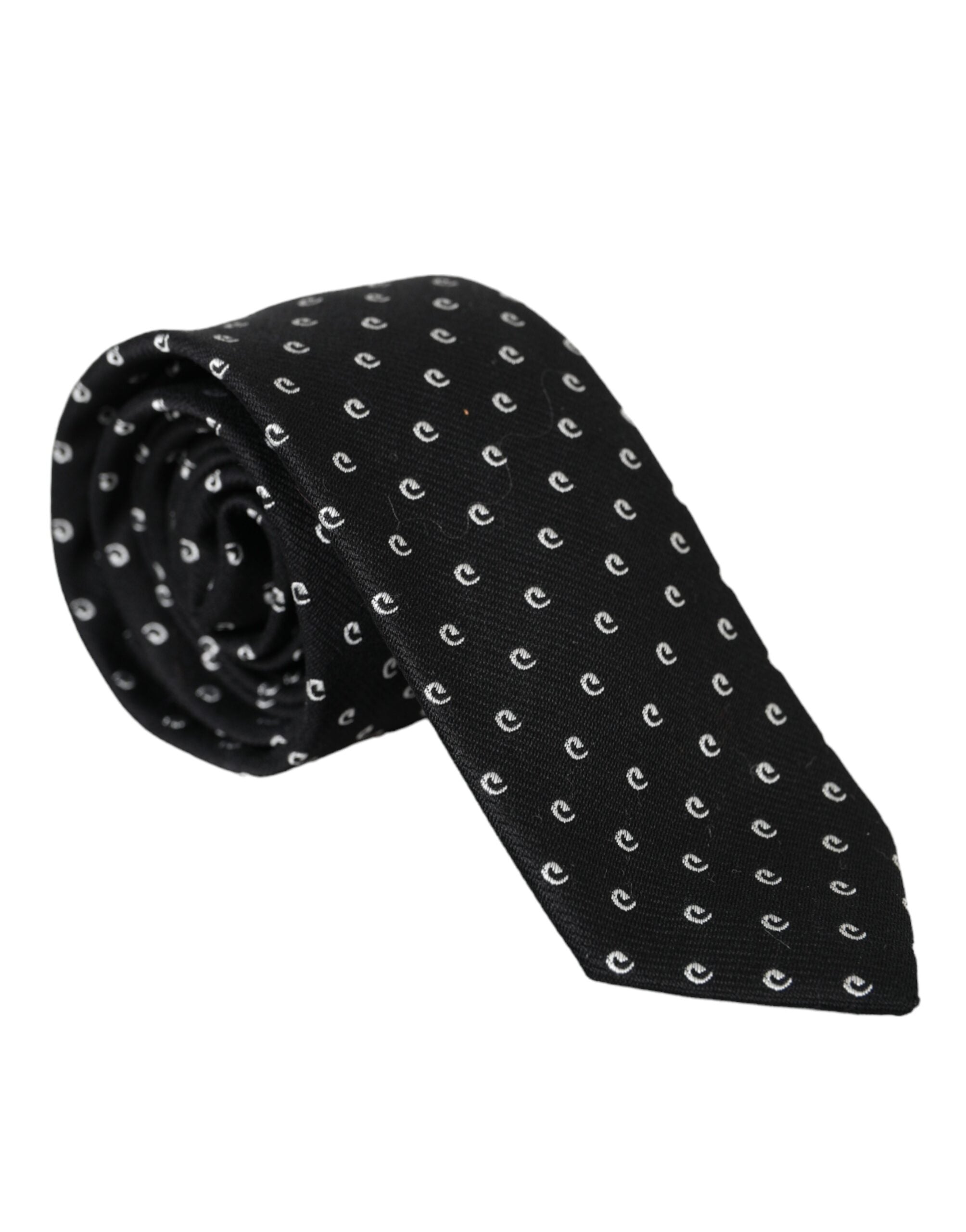 Dolce & Gabbana Black Logo Cotton Blend Adjustable Men's Tie