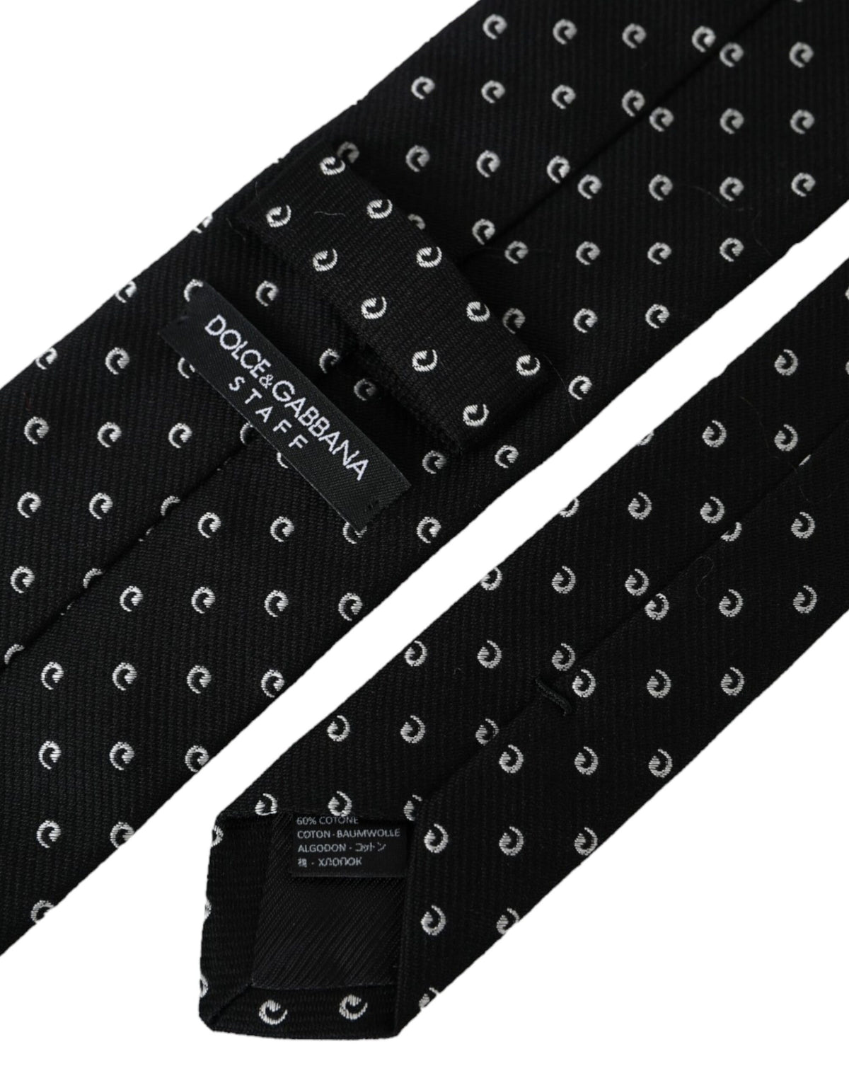 Dolce & Gabbana Black Logo Cotton Blend Adjustable Men's Tie