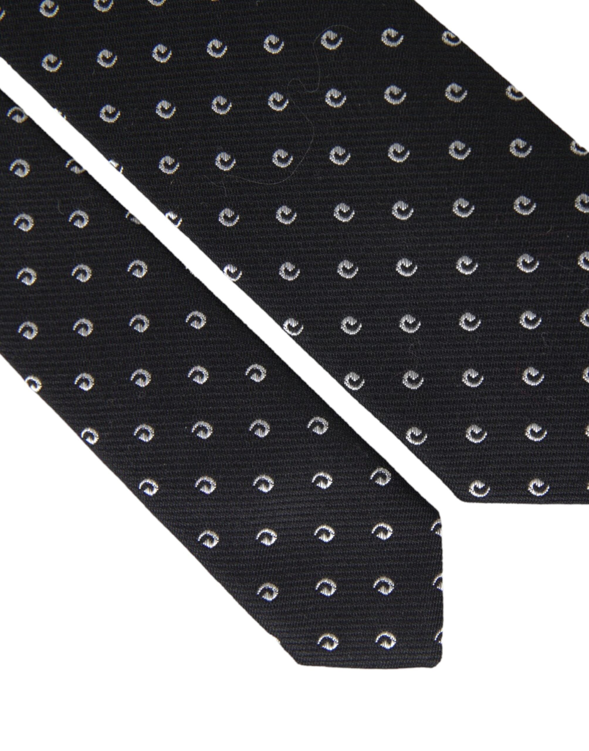 Dolce & Gabbana Black Logo Cotton Blend Adjustable Men's Tie