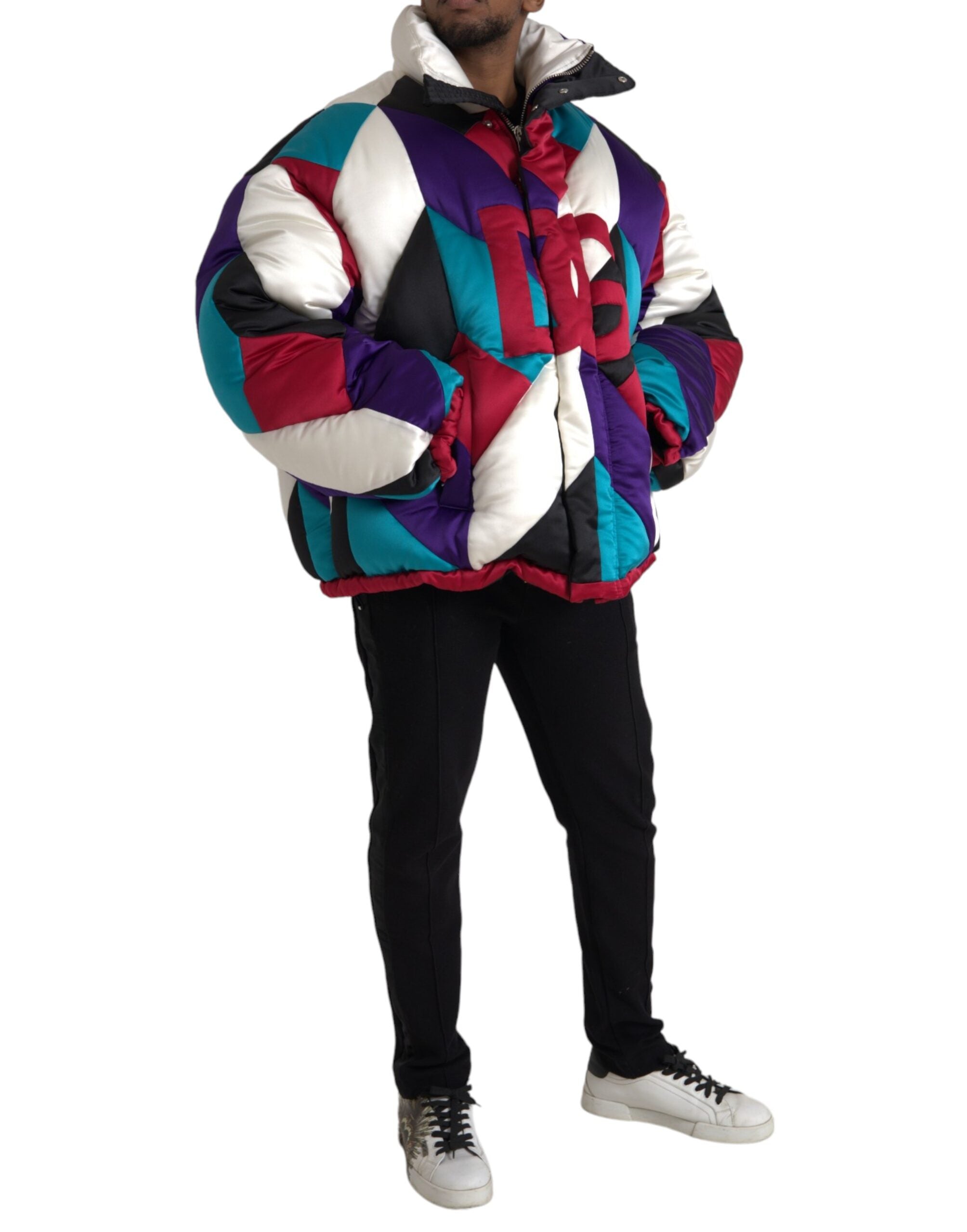 Dolce & Gabbana Multicolor Logo Windbreaker Puffer Men's Jacket