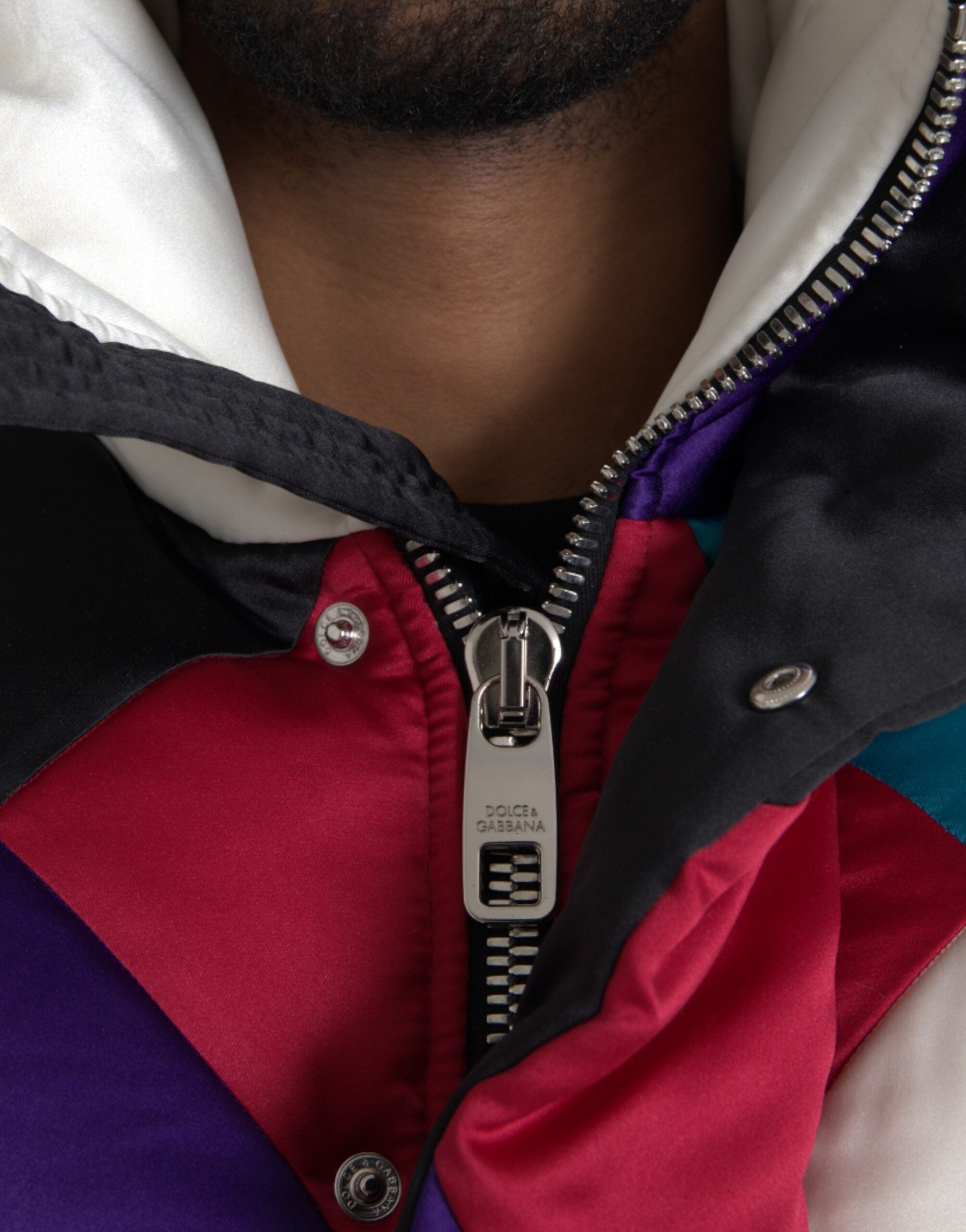 Dolce & Gabbana Multicolor Logo Windbreaker Puffer Men's Jacket