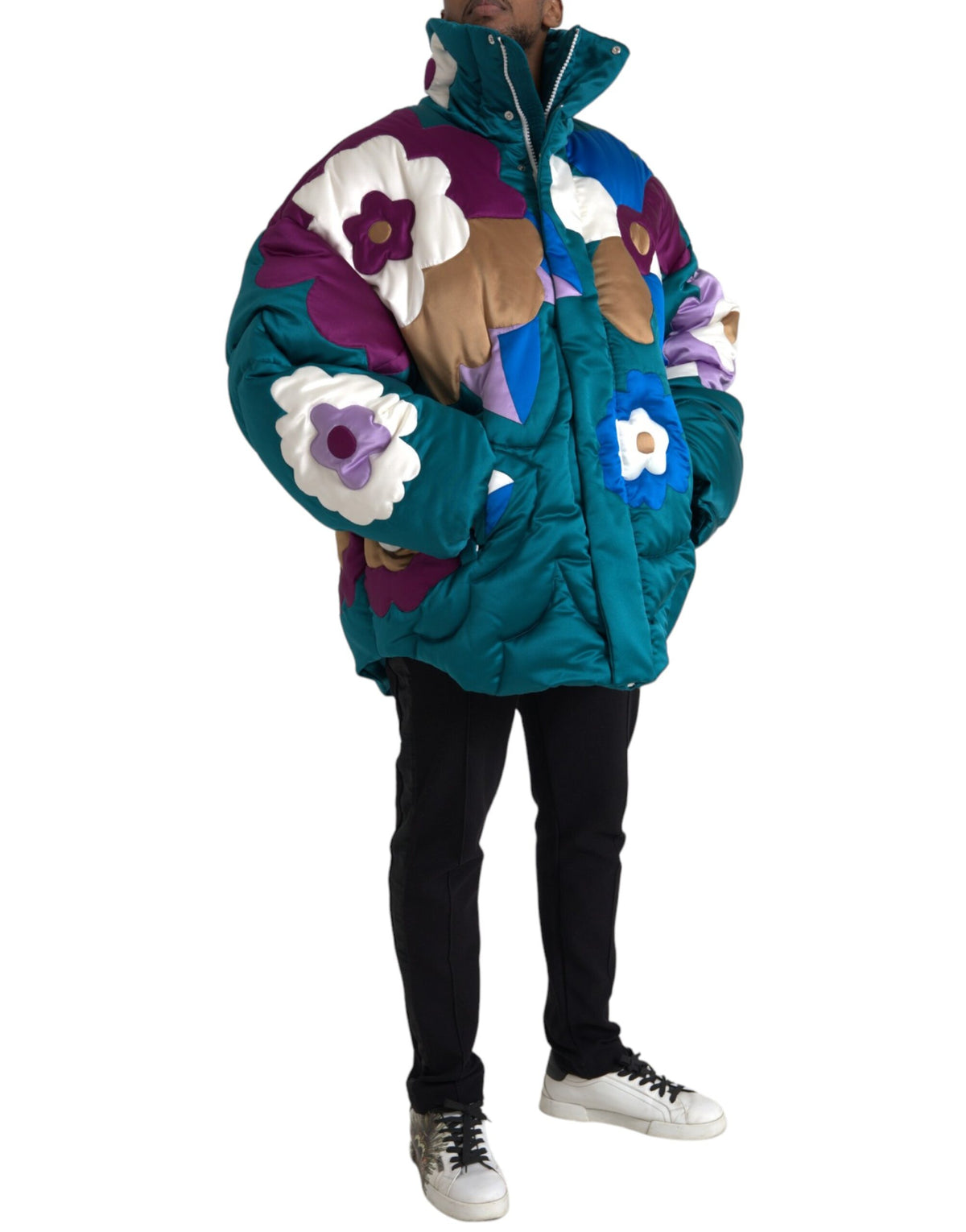 Dolce & Gabbana Multicolor Floral Windbreaker Puffer Men's Jacket