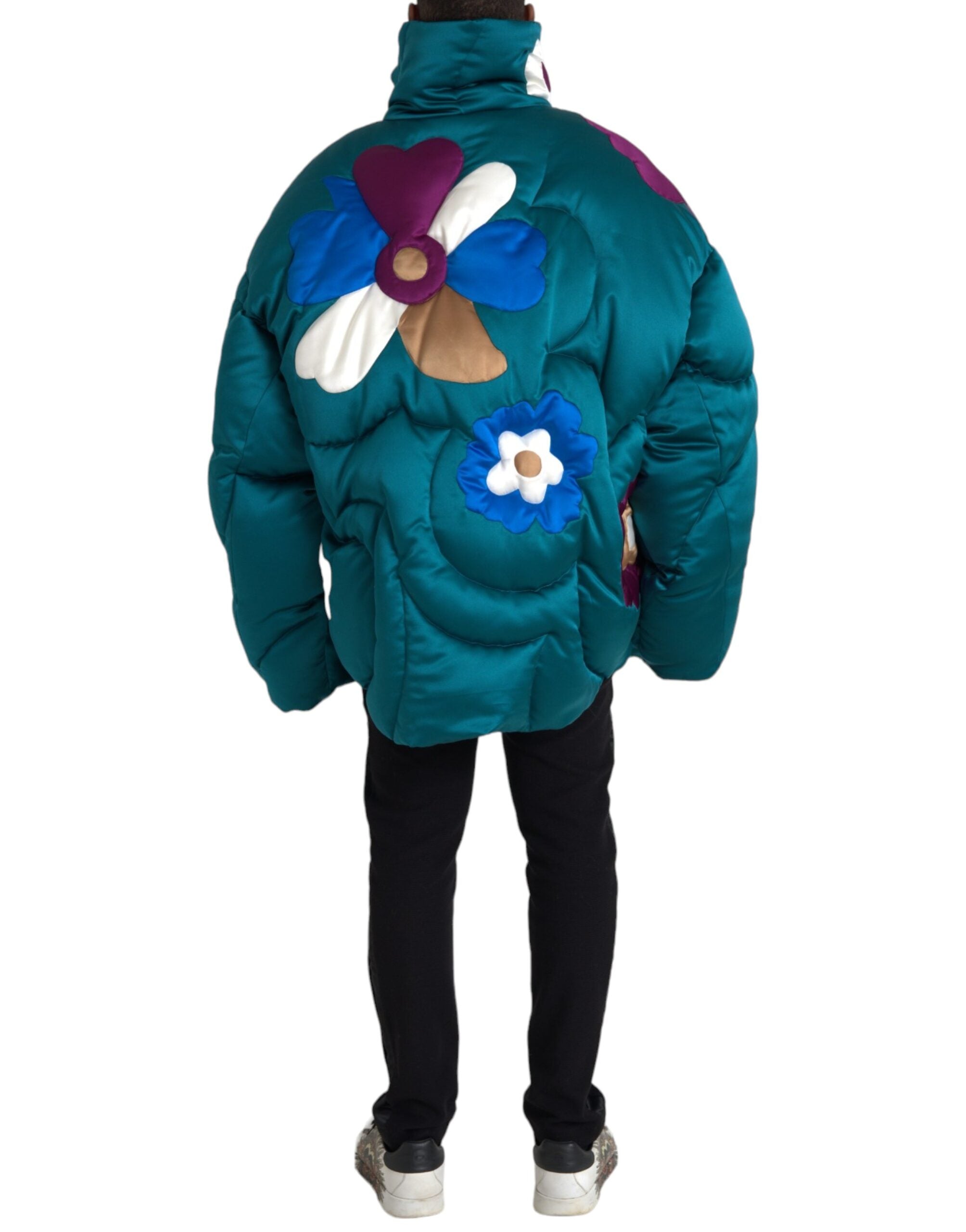 Dolce & Gabbana Multicolor Floral Windbreaker Puffer Men's Jacket