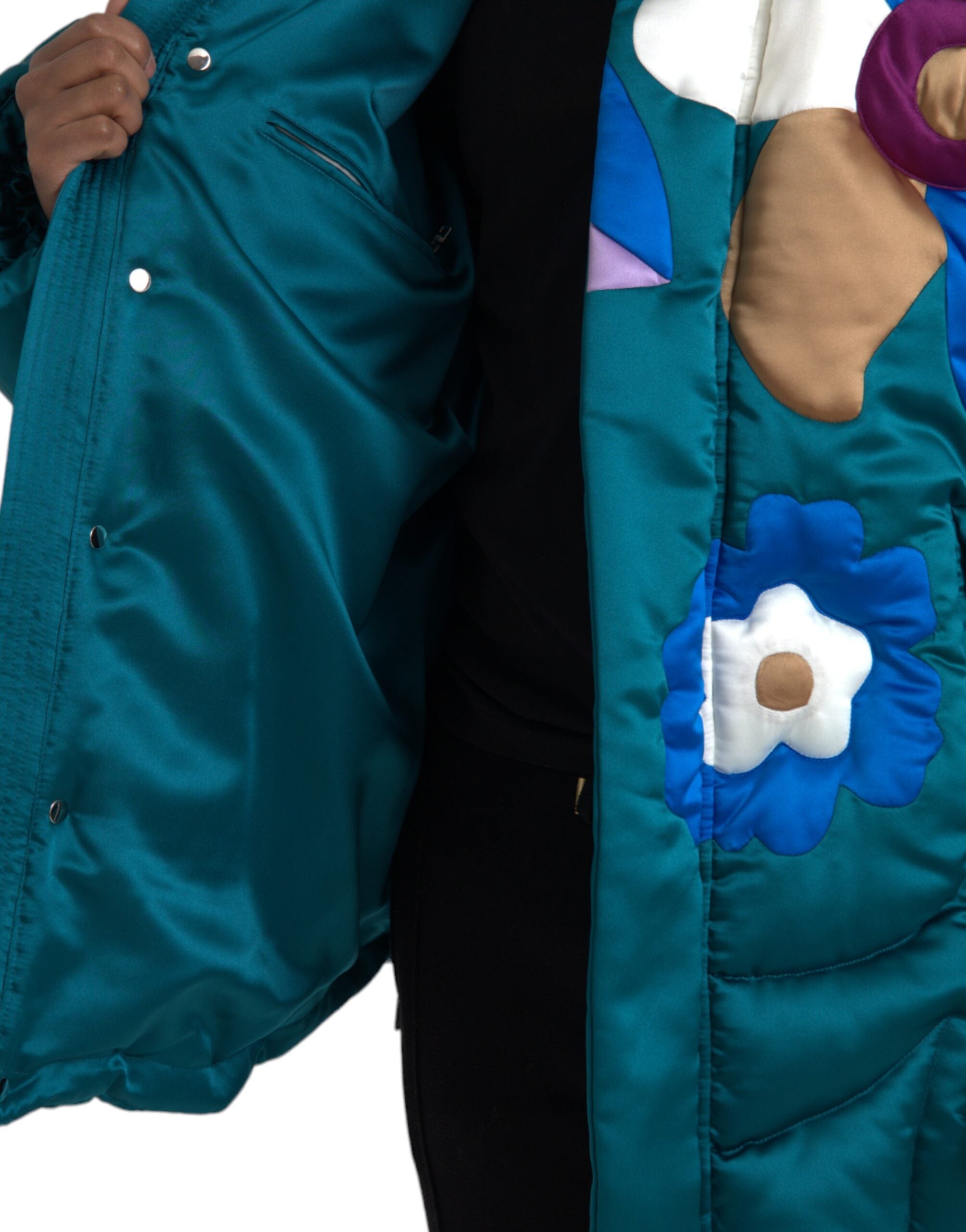 Dolce & Gabbana Multicolor Floral Windbreaker Puffer Men's Jacket