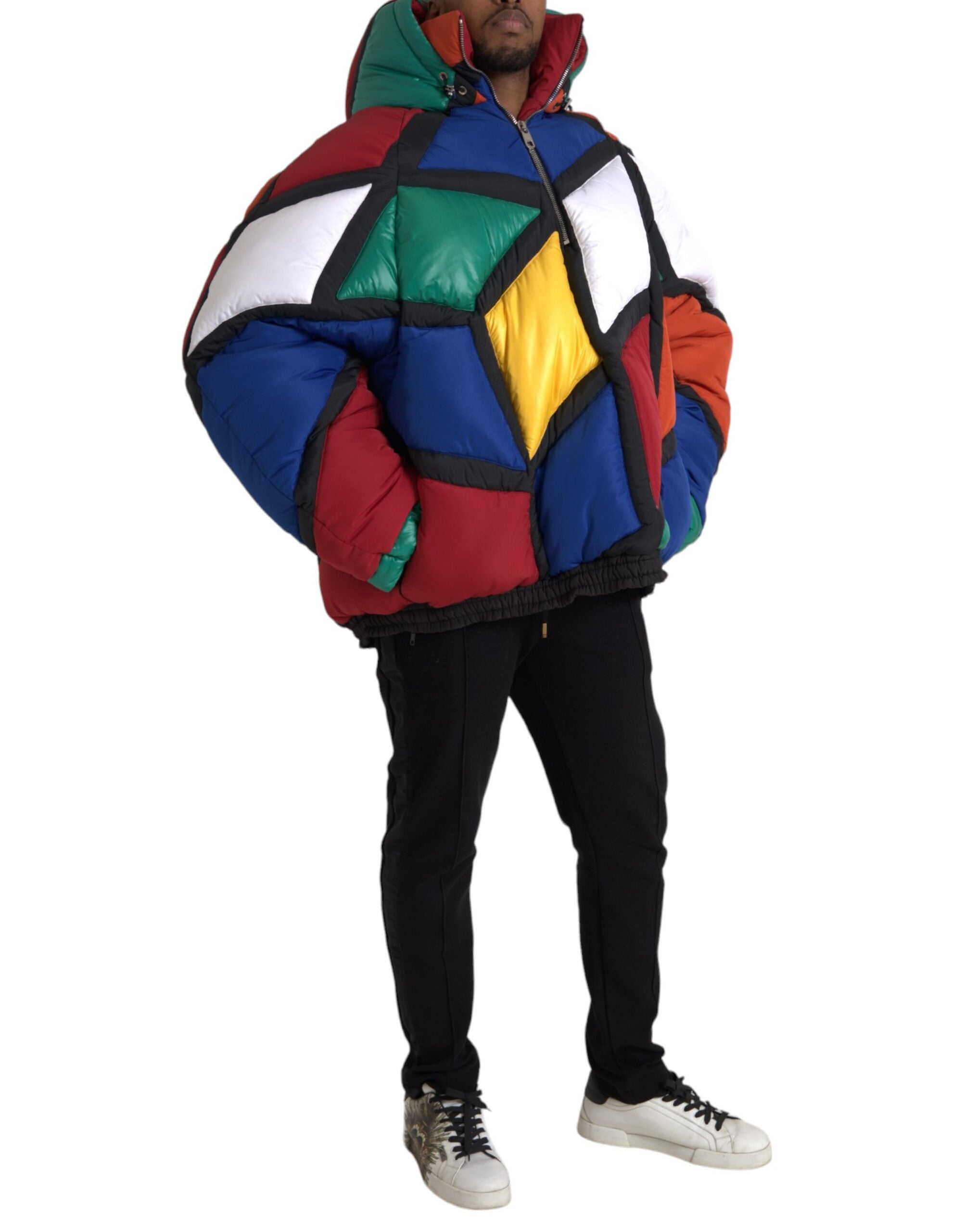 Dolce & Gabbana Multicolor Quilted Hooded Puffer Men's Jacket