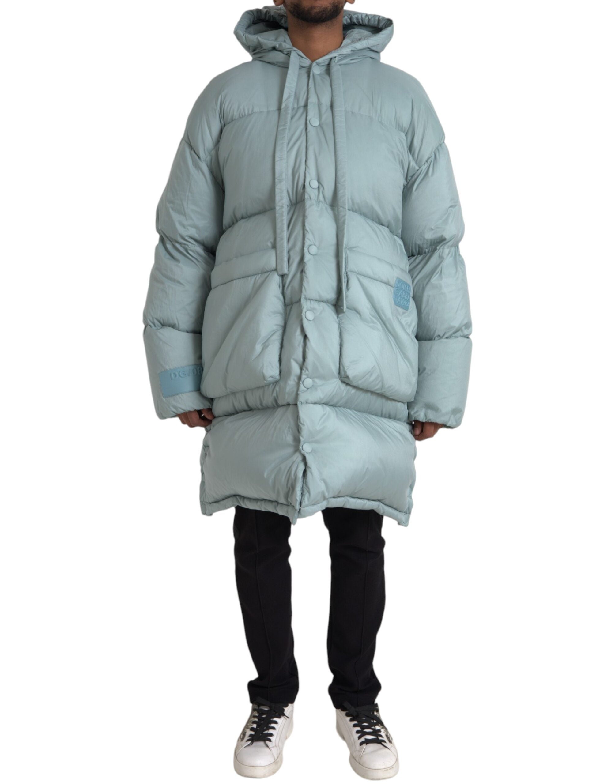 Dolce & Gabbana Light Blue Quilted Hooded Puffer Jacket Men's Men