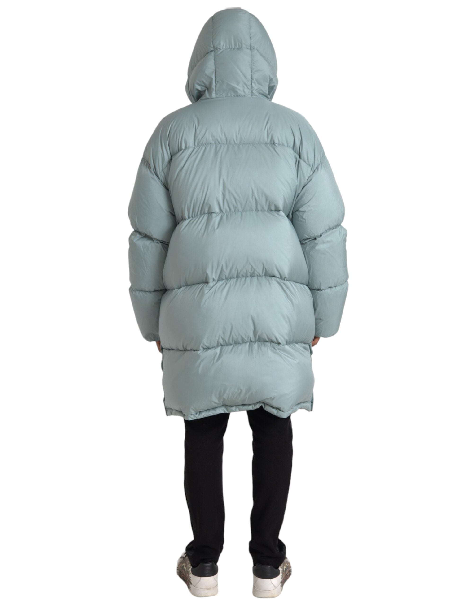 Dolce & Gabbana Light Blue Quilted Hooded Puffer Jacket Men's Men