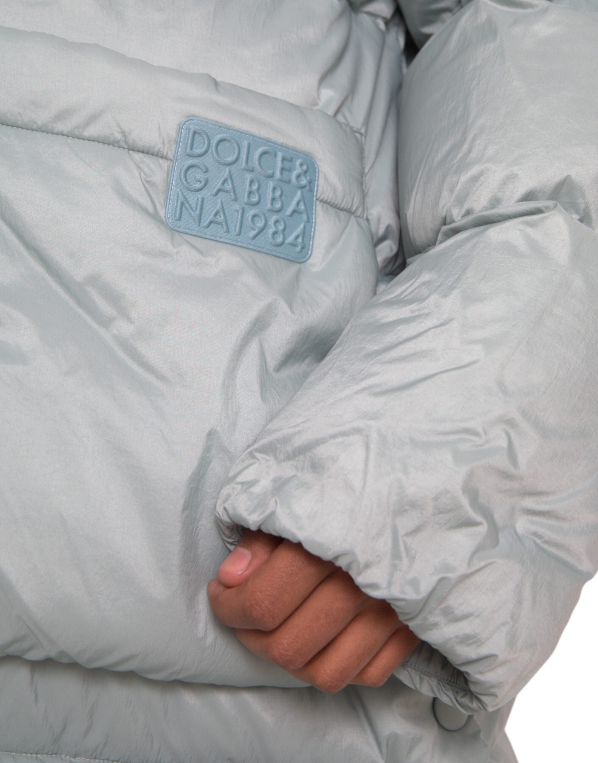 Dolce & Gabbana Light Blue Quilted Hooded Puffer Jacket Men's Men