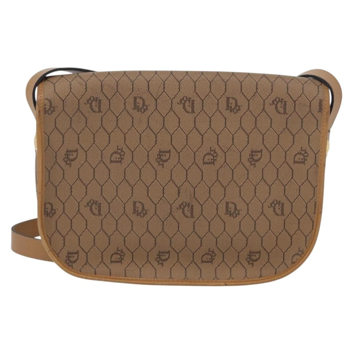 Christian Dior Vintage Honeycomb Canvas And Leather Beige Canvas Shoulder Bag Bag (Pre-Owned)