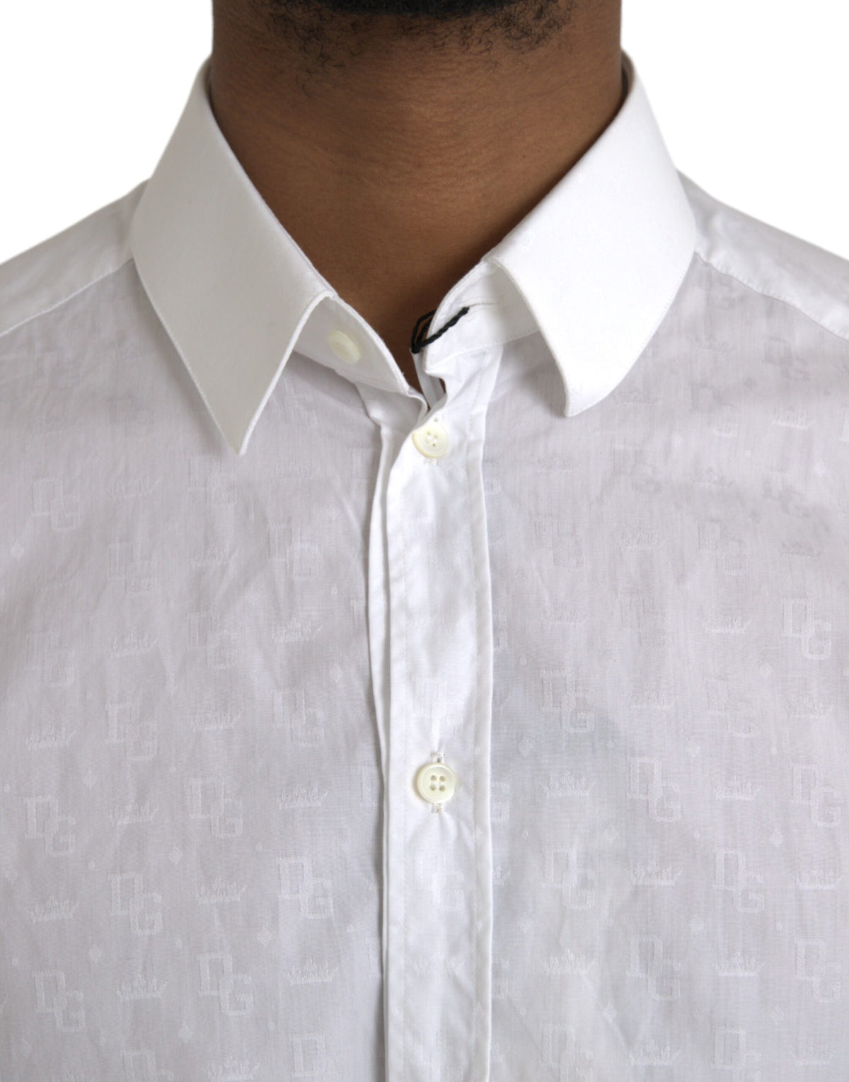 Dolce & Gabbana White Cotton Long Sleeve Dress GOLD Men's Shirt