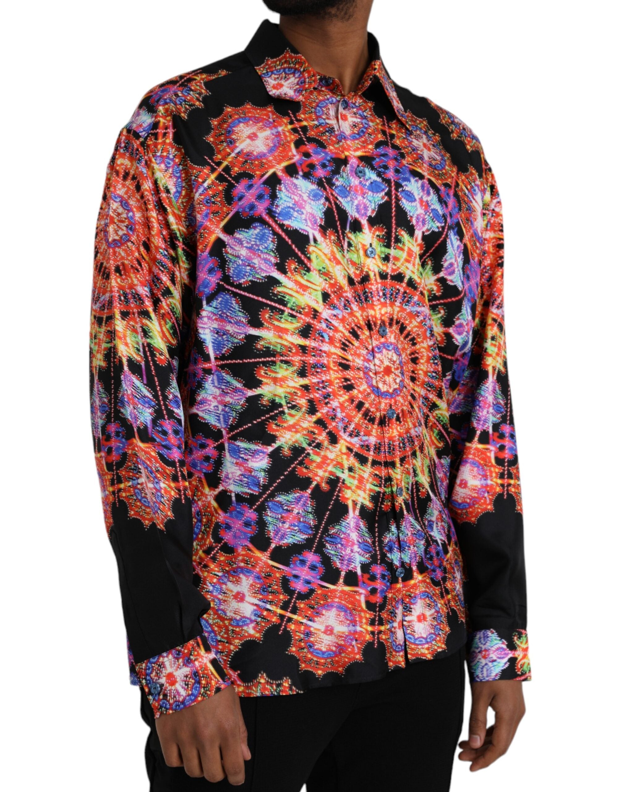 Dolce & Gabbana Multicolor Luminarie Silk Men Casual Men's Shirt