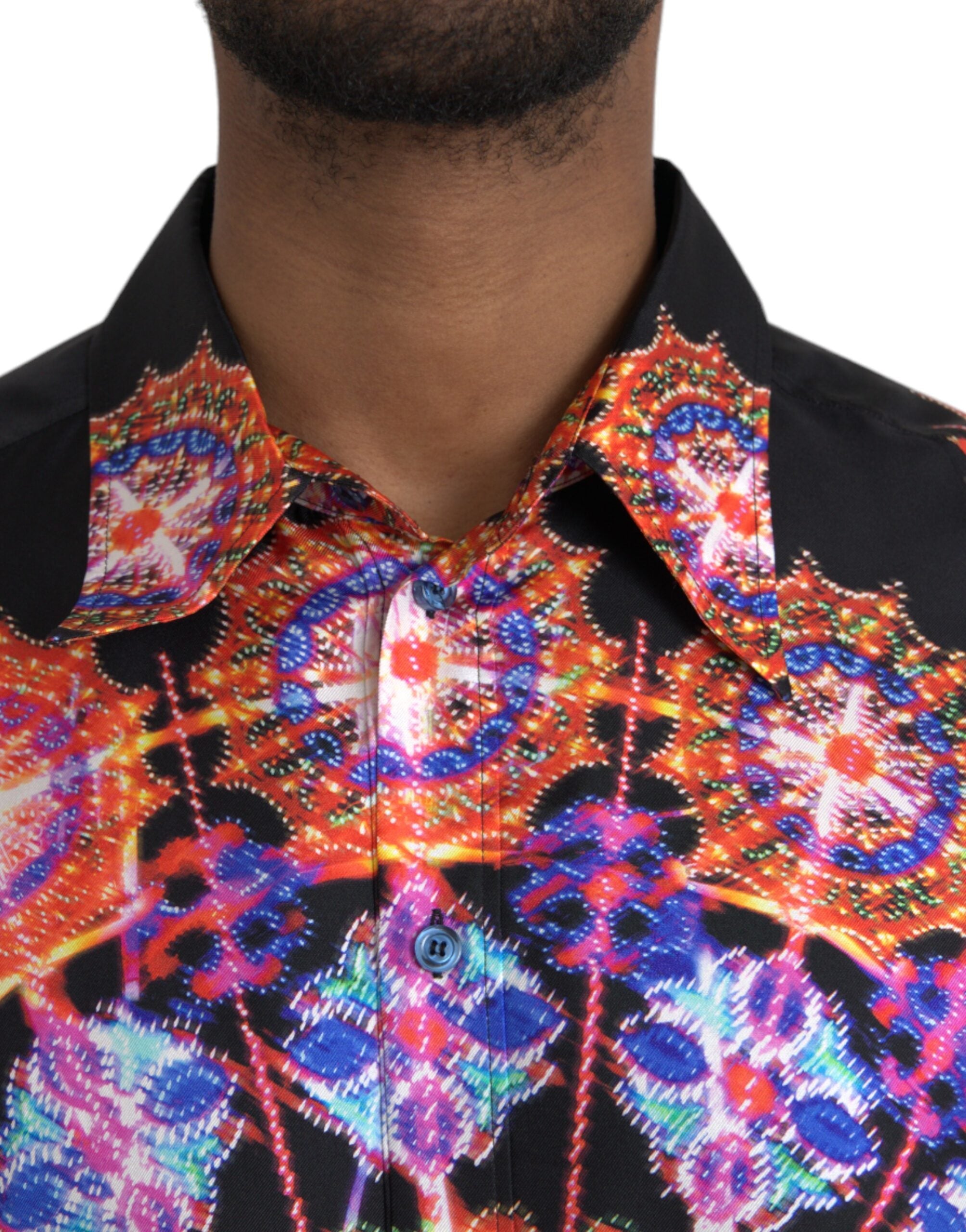 Dolce & Gabbana Multicolor Luminarie Silk Men Casual Men's Shirt