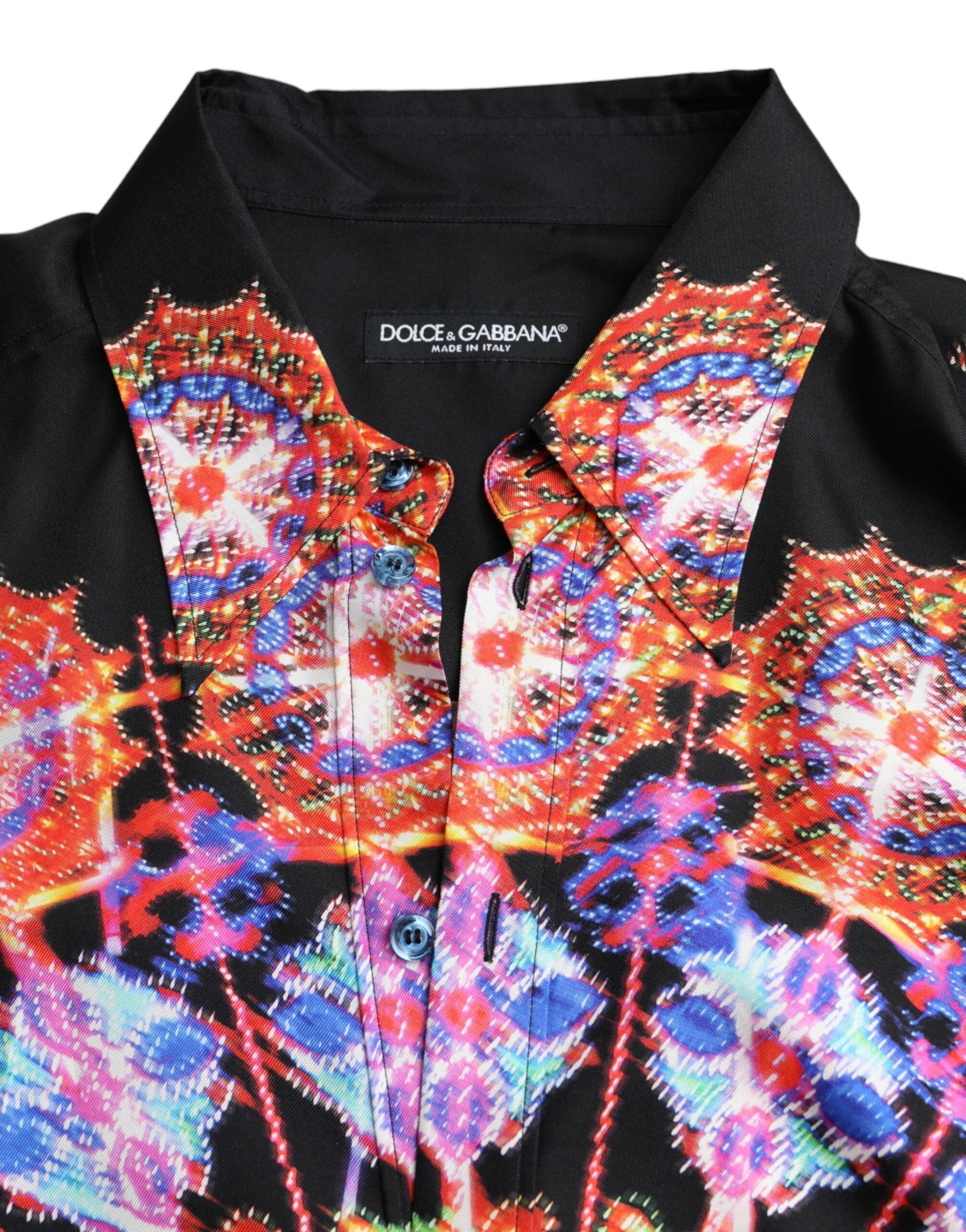 Dolce & Gabbana Multicolor Luminarie Silk Men Casual Men's Shirt