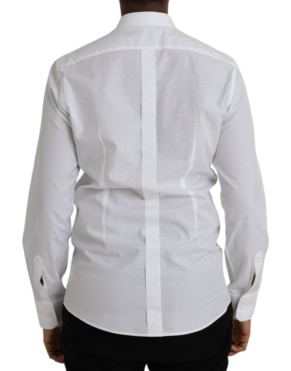 Dolce & Gabbana White Logo Cotton Men Dress GOLD Men's Shirt
