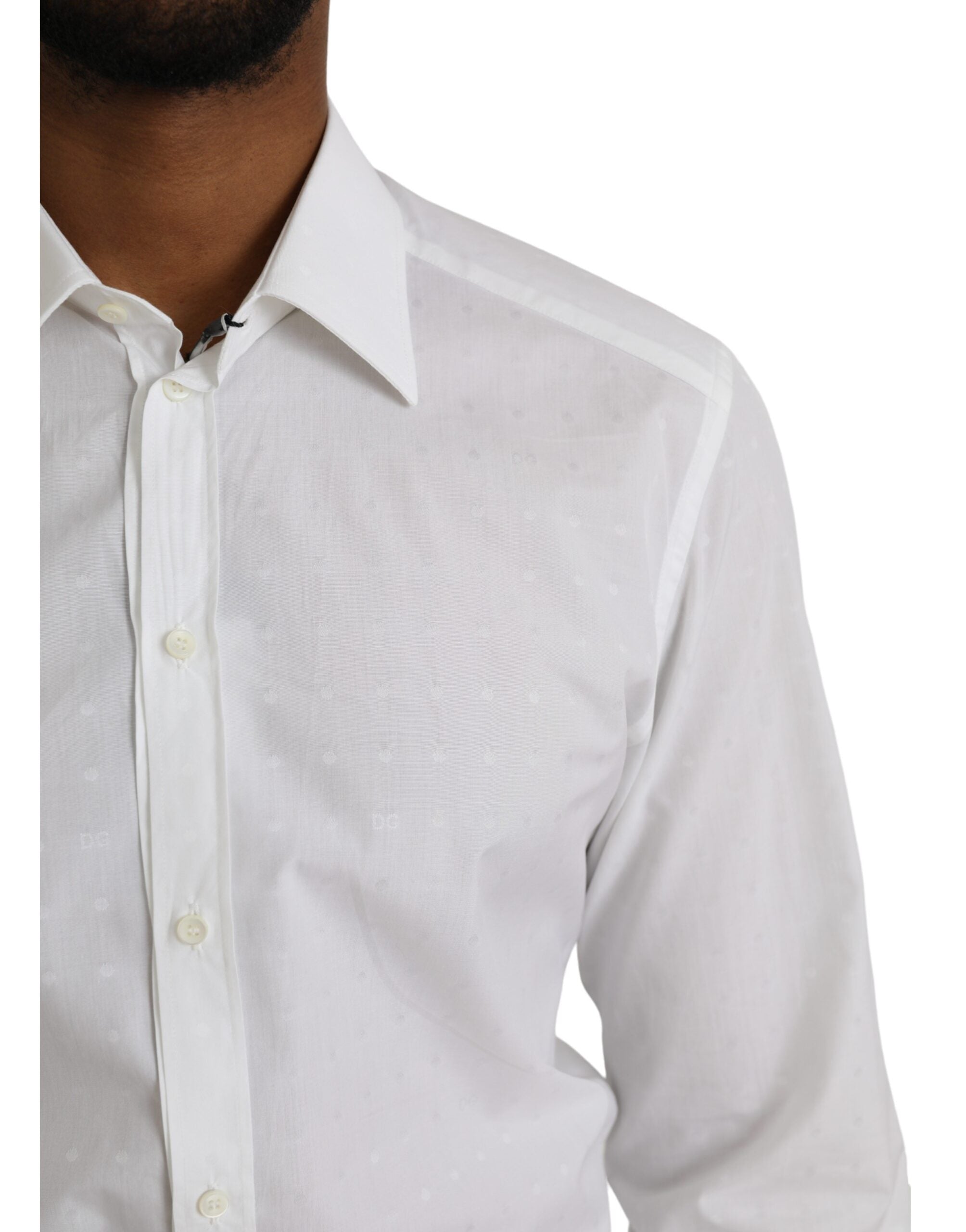 Dolce & Gabbana White Logo Cotton Men Dress GOLD Men's Shirt