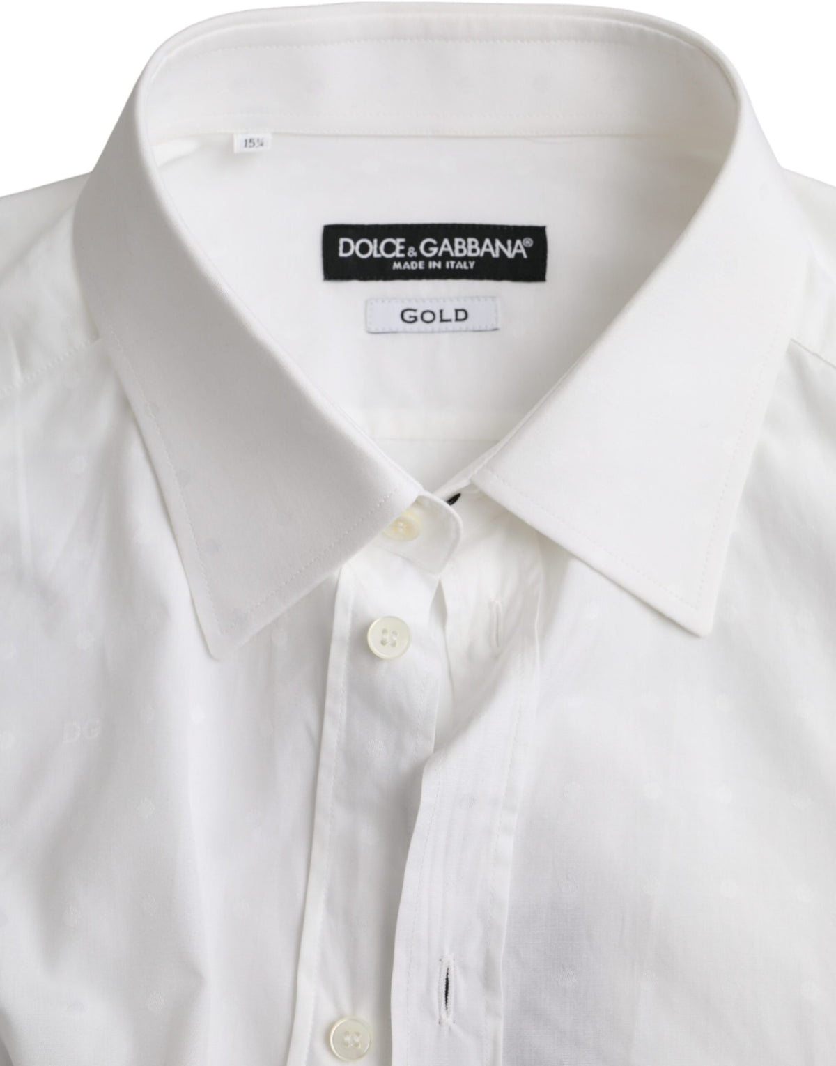 Dolce & Gabbana White Logo Cotton Men Dress GOLD Men's Shirt